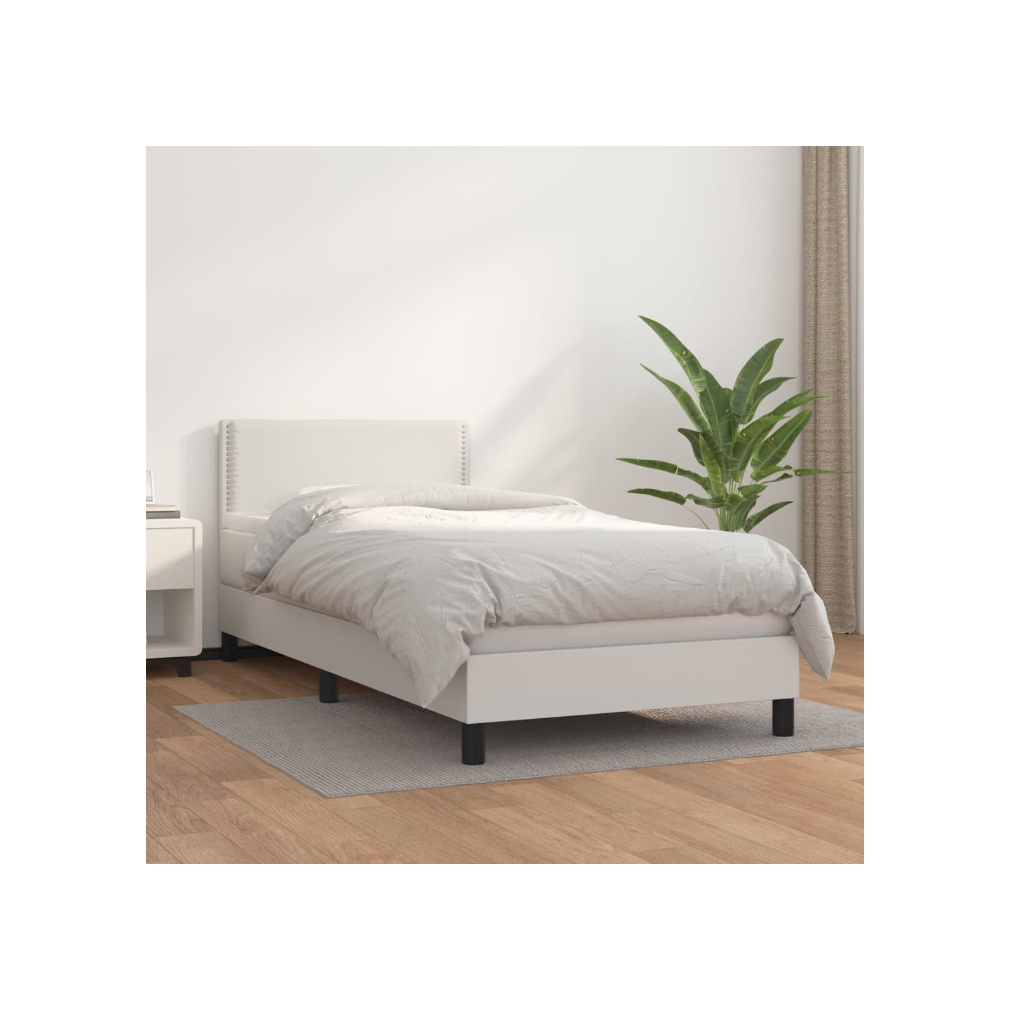 Sommier à lattes de lit avec matelas Blanc 100x200cm Similicuir