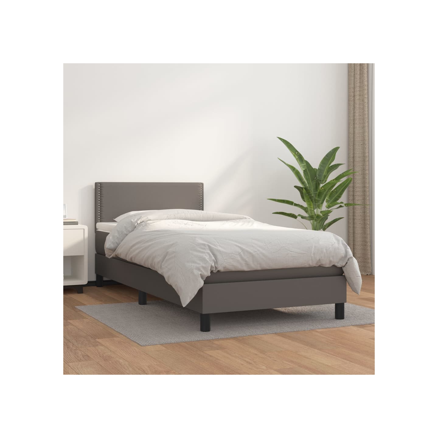 Sommier à lattes de lit avec matelas Gris 80x200 cm Similicuir