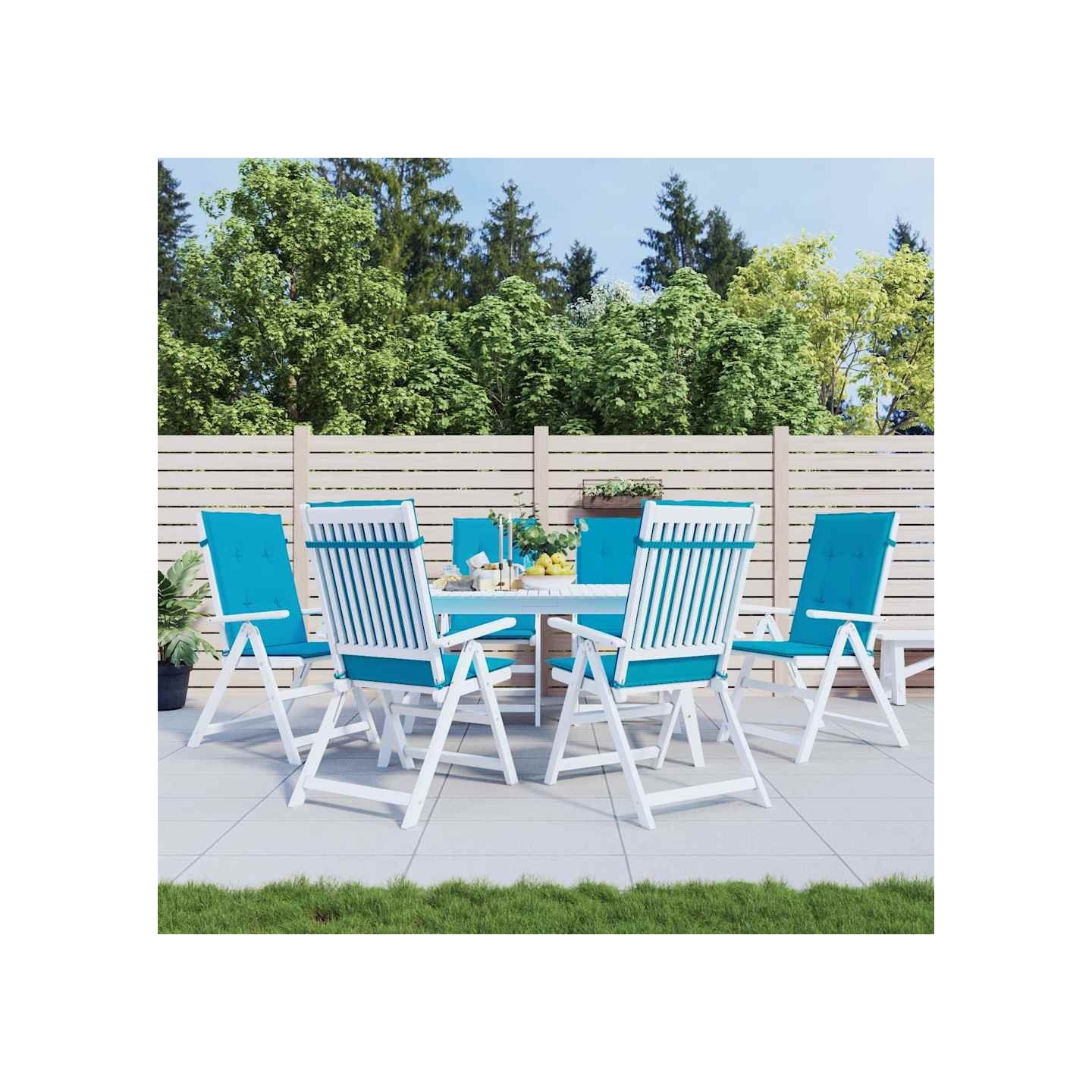 Coussins de chaise de jardin à dossier haut lot de 6 bleu tissu