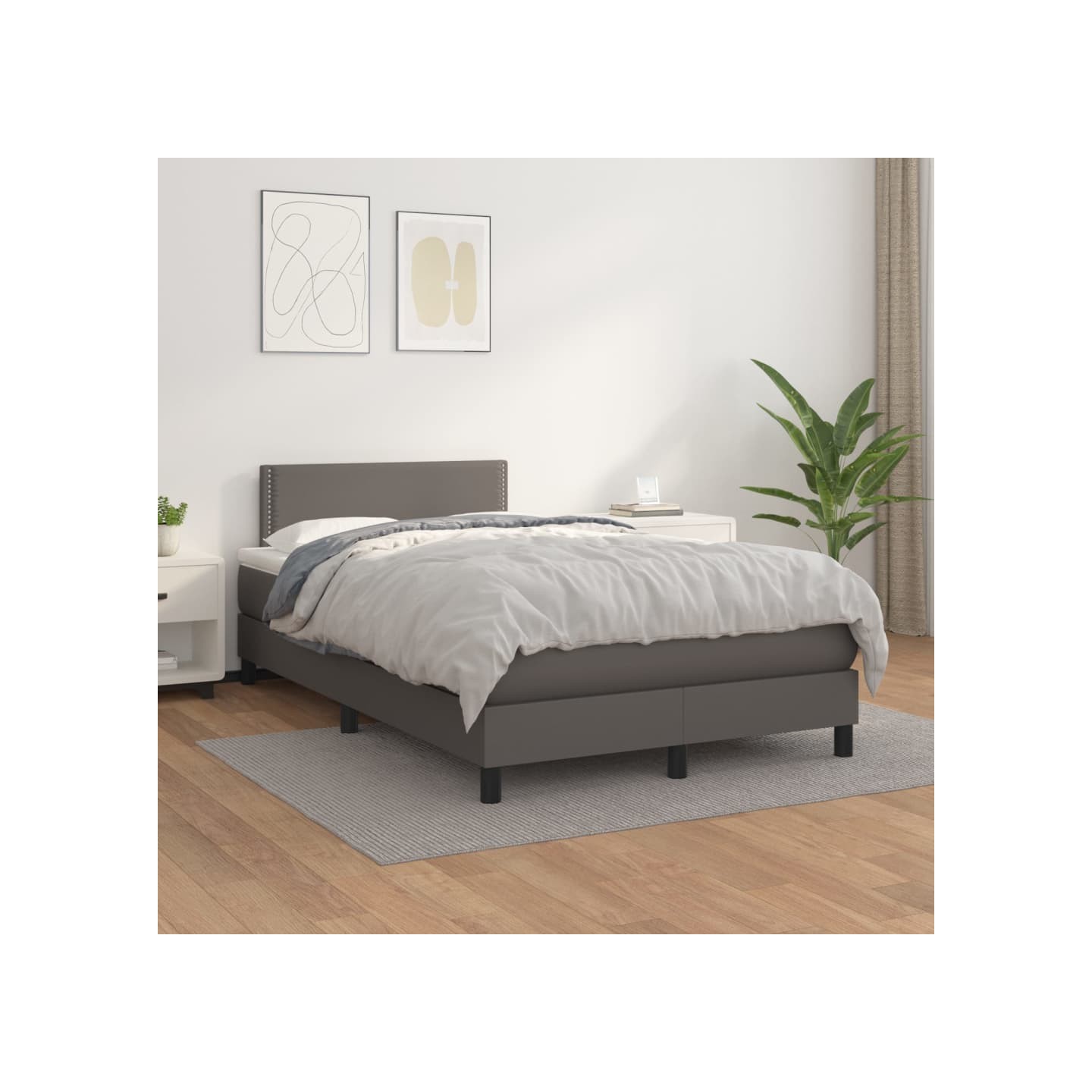 Sommier à lattes de lit avec matelas Gris 120x200 cm Similicuir