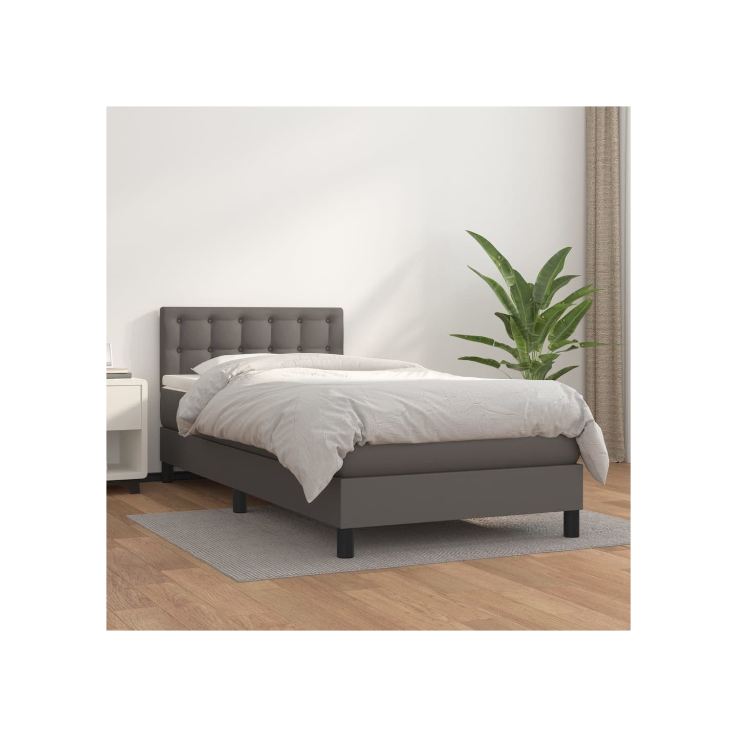 Sommier à lattes de lit avec matelas Gris 80x200 cm Similicuir