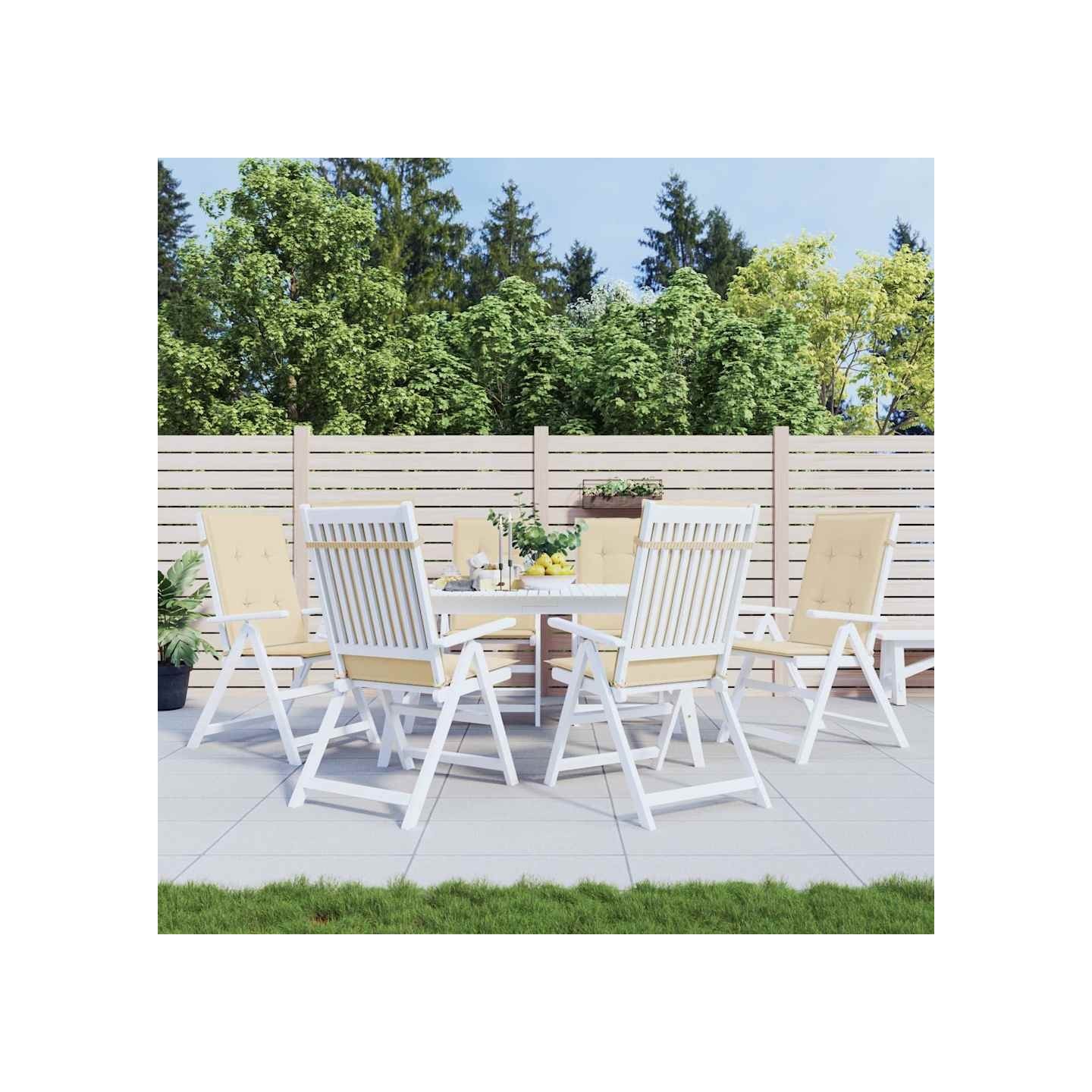 Coussins de chaise de jardin dossier haut lot de 6 beige tissu