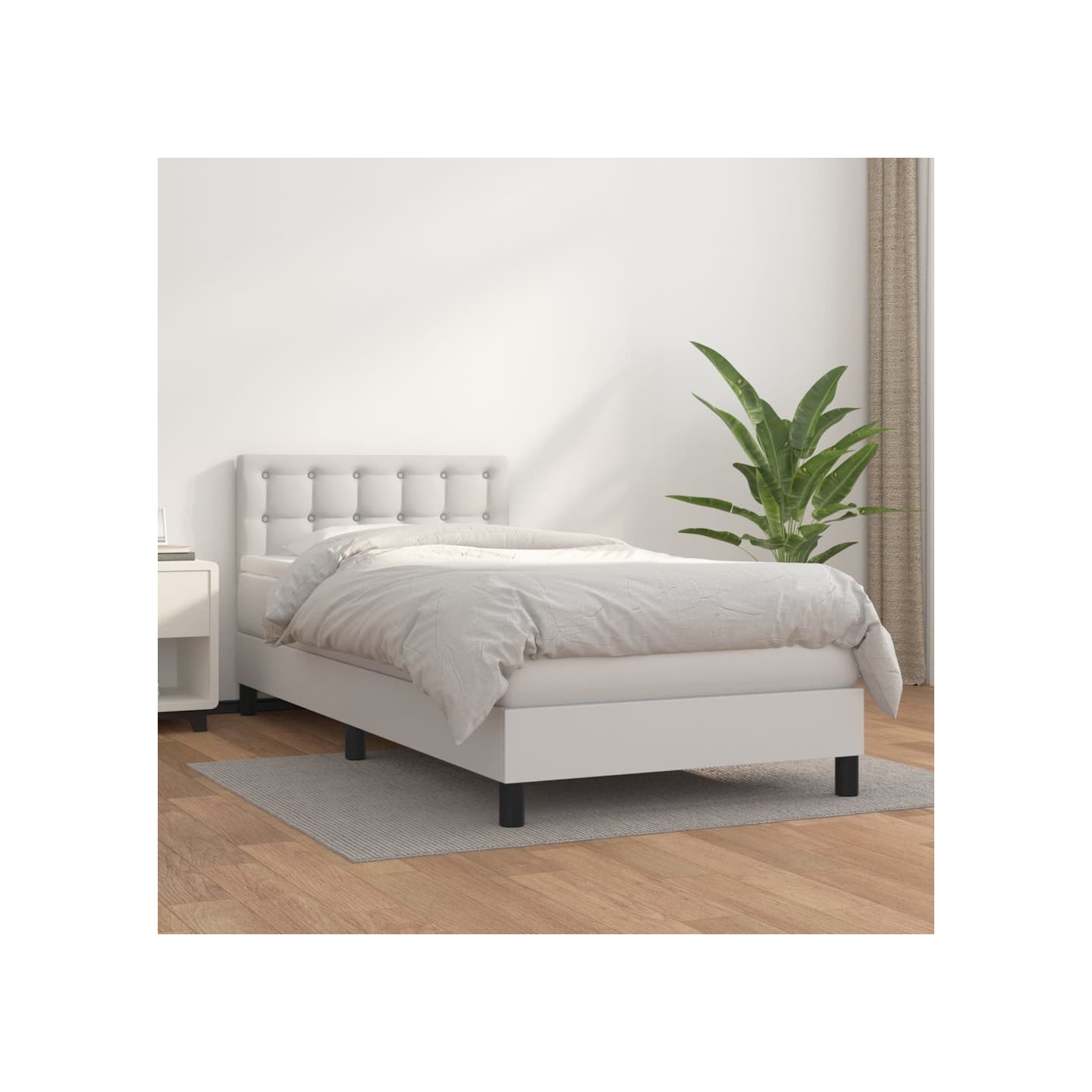 Sommier à lattes de lit avec matelas Blanc 90x190 cm Similicuir