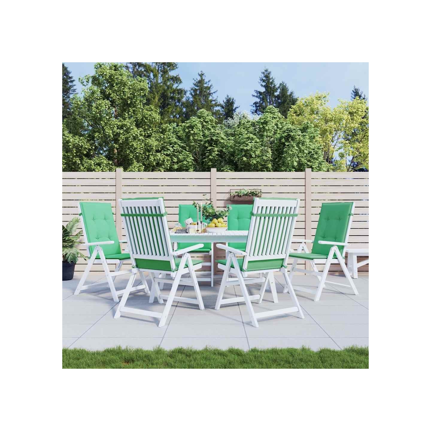 Coussins de chaise de jardin à dossier haut lot de 6 vert tissu