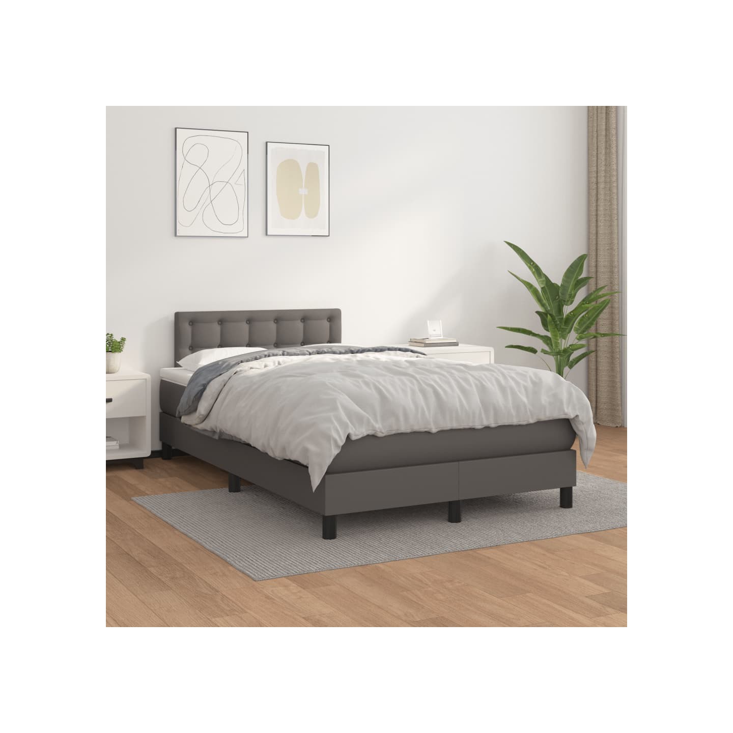 Sommier à lattes de lit avec matelas Gris 120x200 cm Similicuir