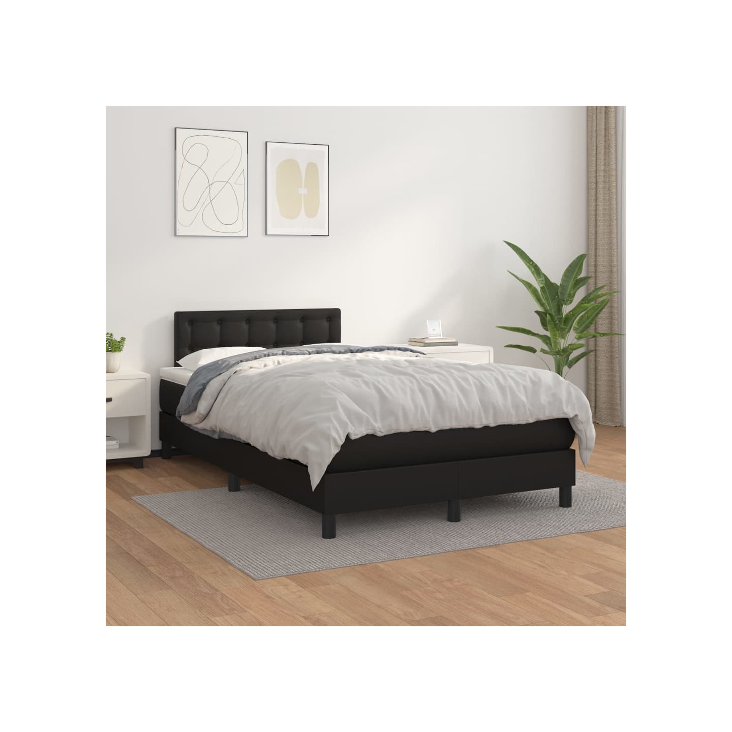 Sommier à lattes de lit matelas Noir 120x200 cm Similicuir