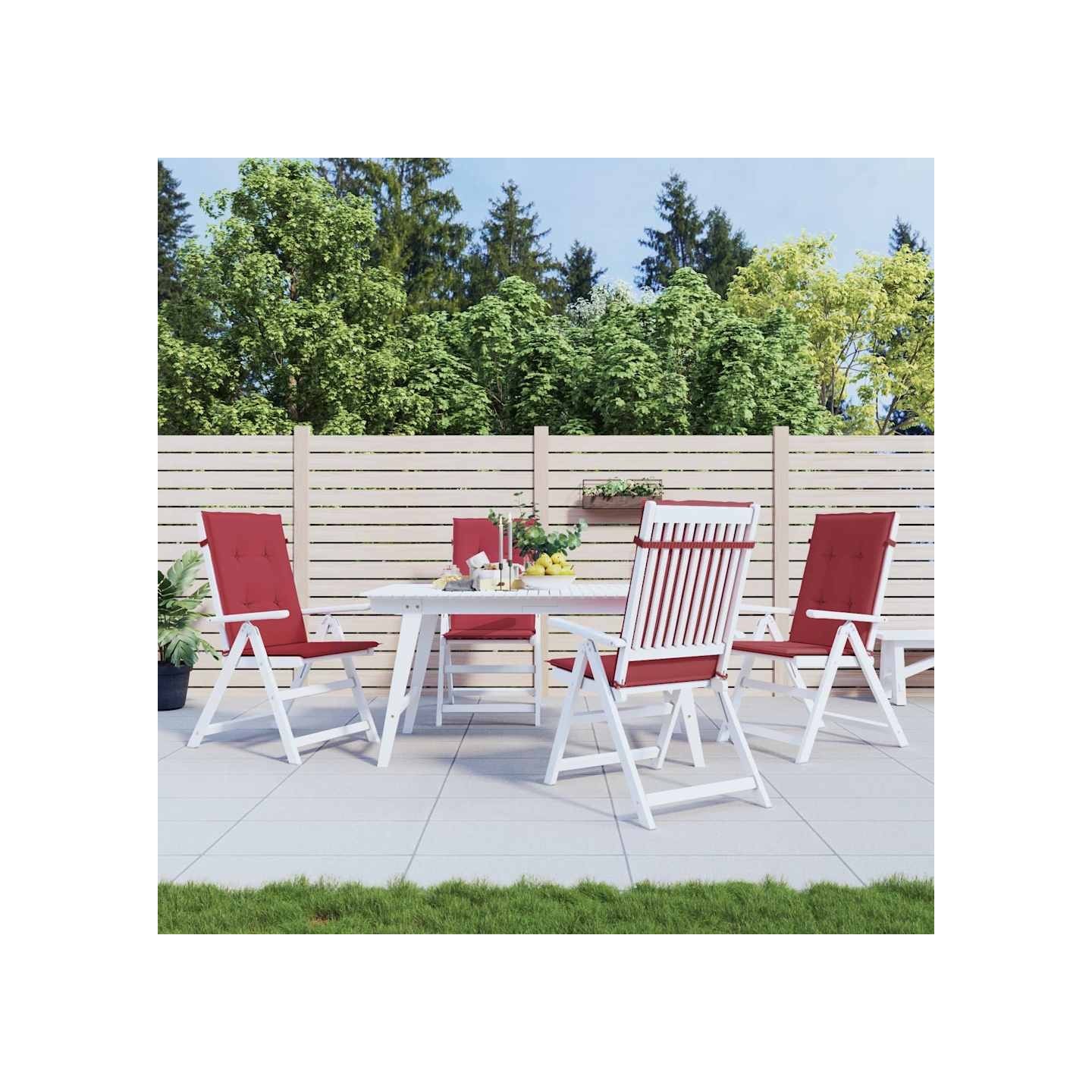 Coussins de chaise de jardin à dossier haut lot de 4 bordeaux