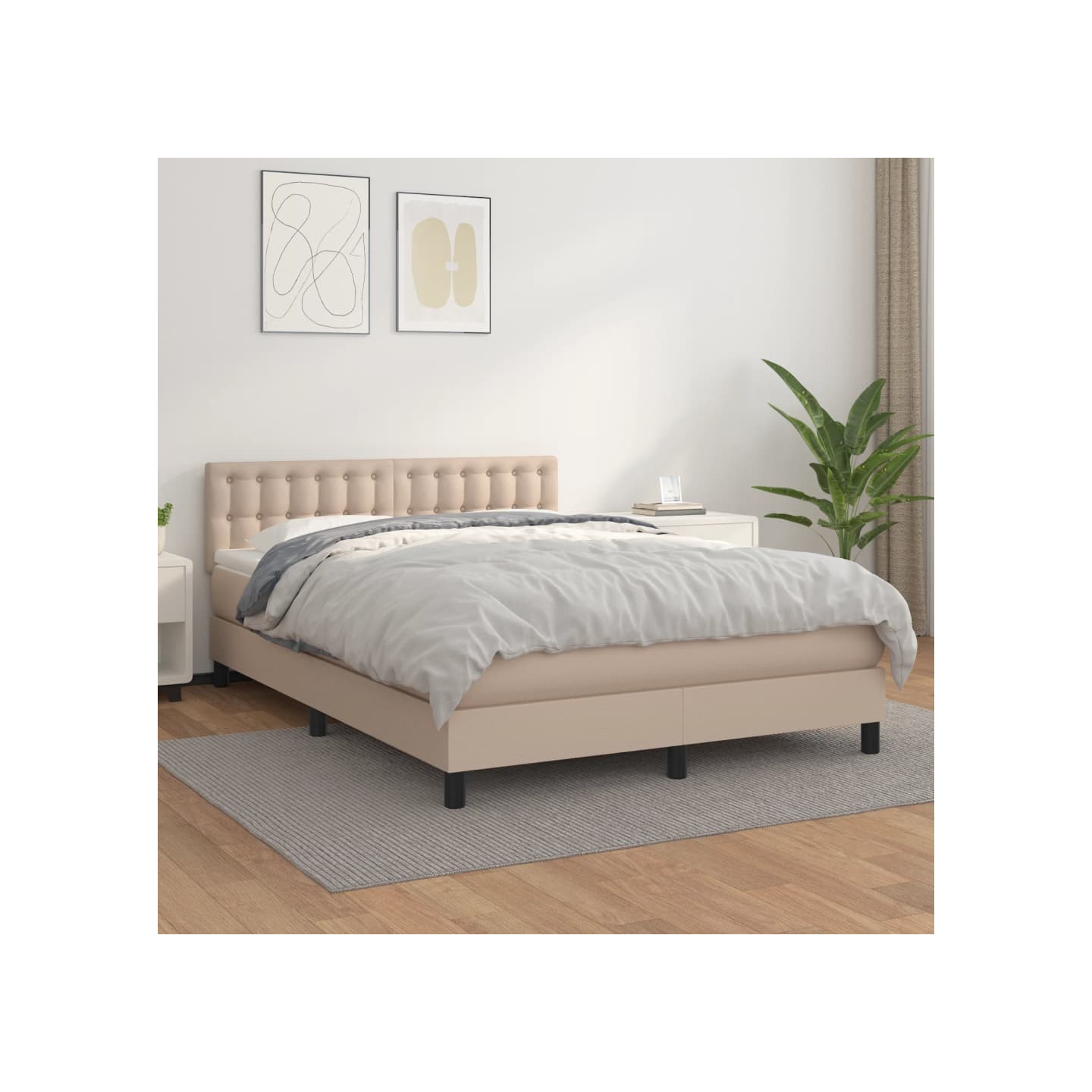 Sommier à lattes de lit avec matelas Cappuccino 140x200 cm