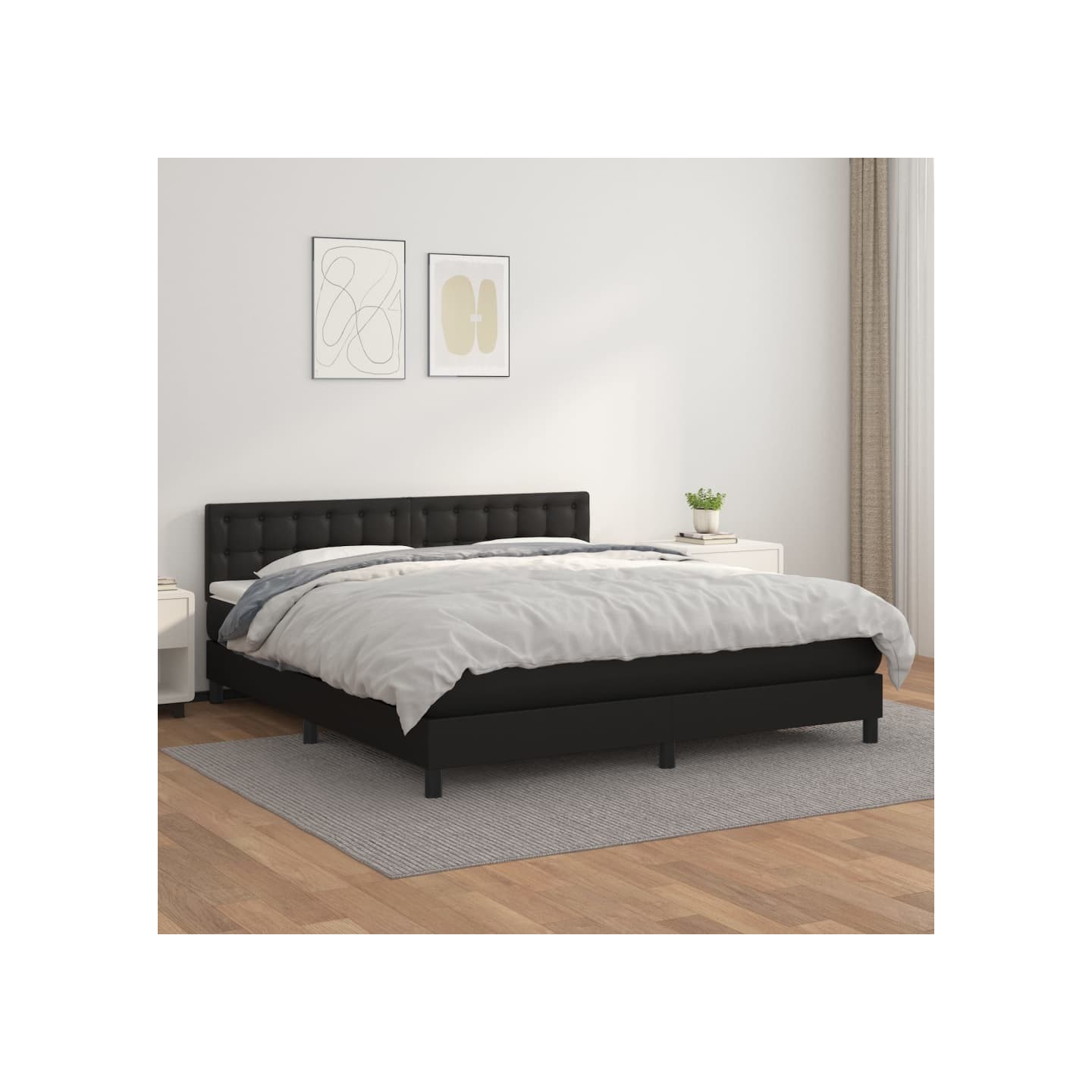Sommier à lattes de lit avec matelas Noir 160x200 cm