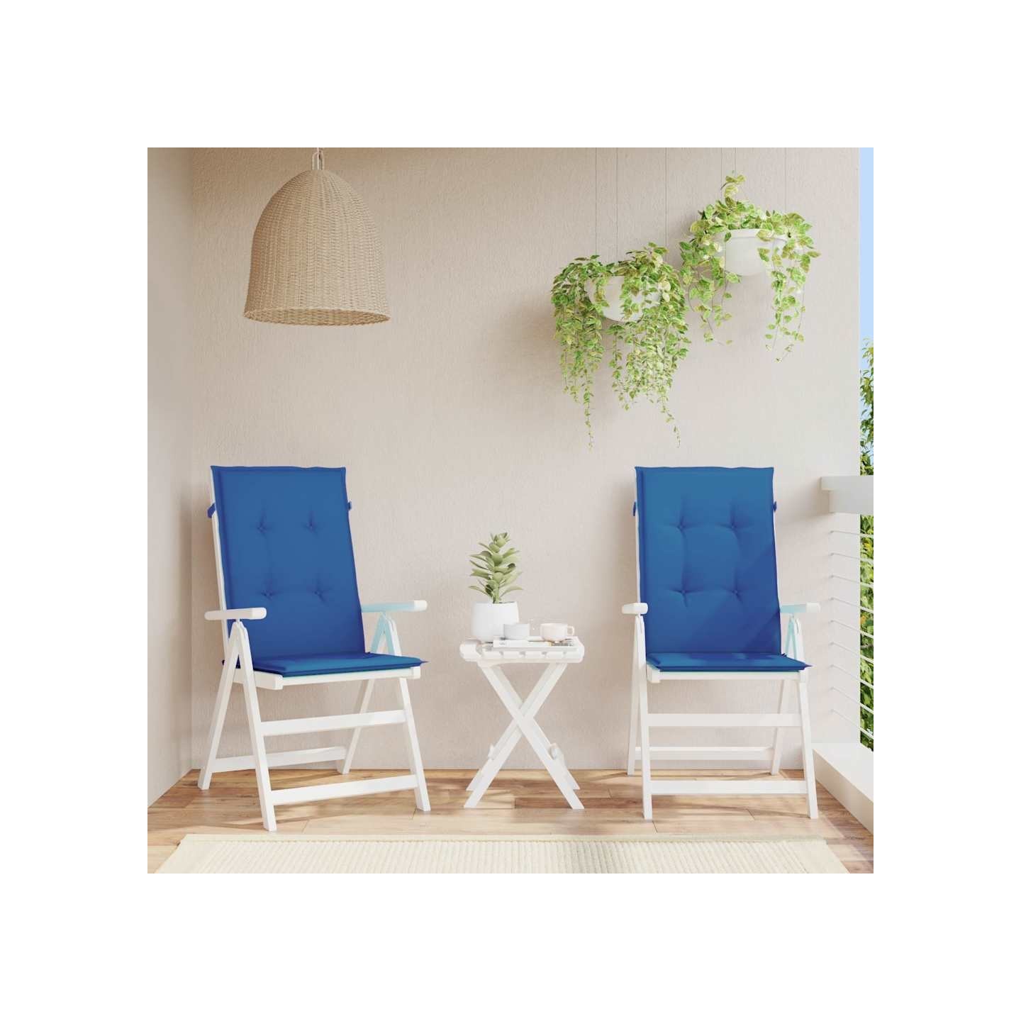 Coussins de chaise de jardin à dossier haut lot de 2 bleu royal