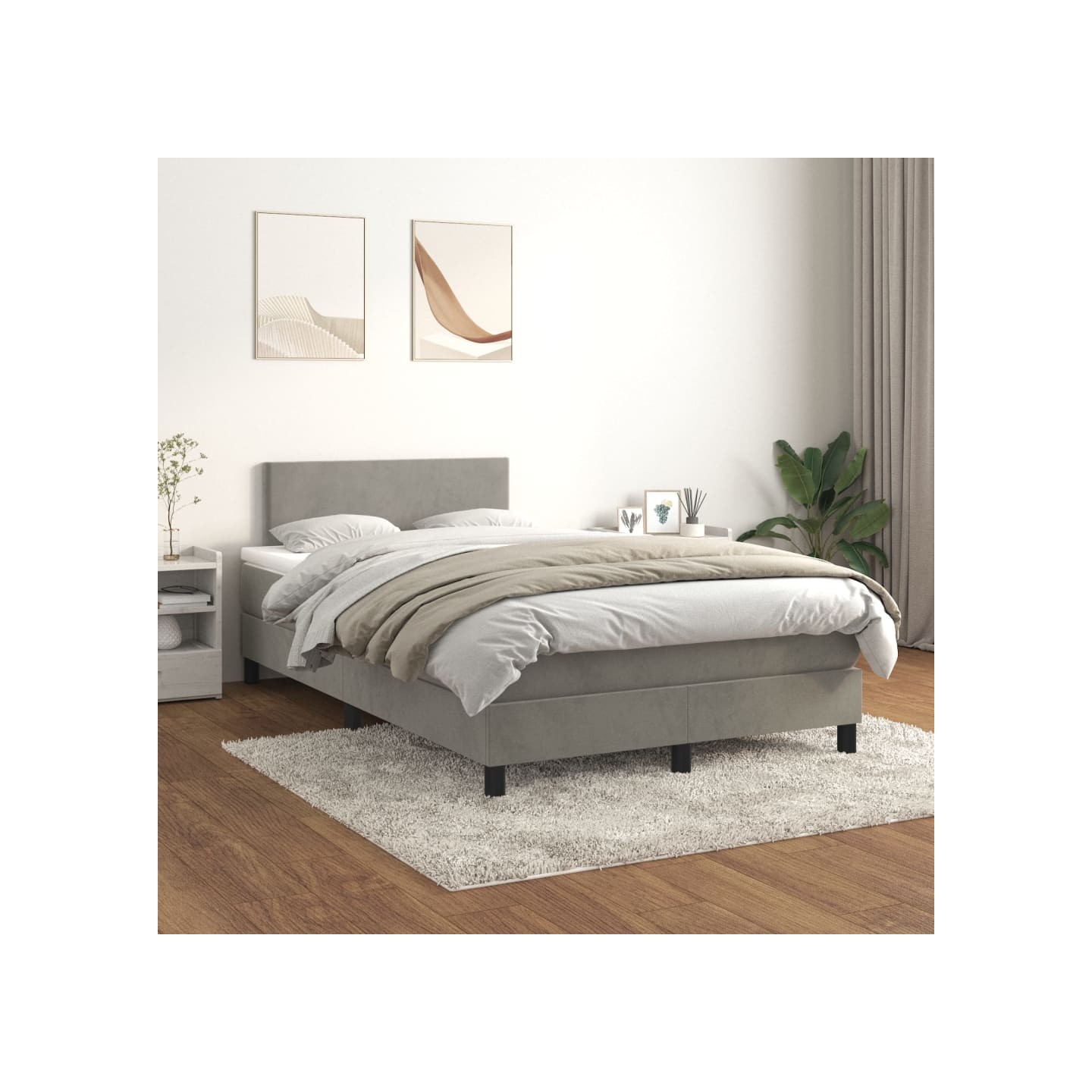 Sommier à lattes de lit et matelas Gris clair 120x200cm Velours