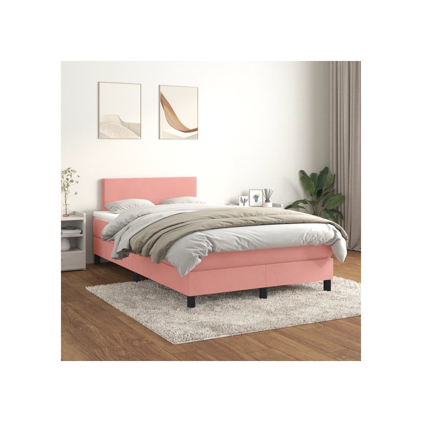 Sommier à lattes de lit avec matelas Rose 120x200 cm Velours