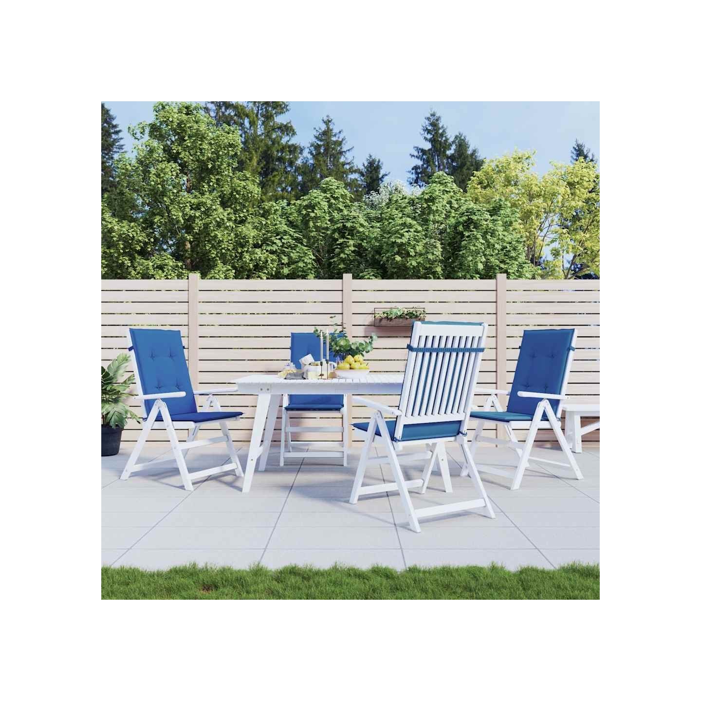 Coussins de chaise de jardin à dossier haut lot de 4 bleu royal