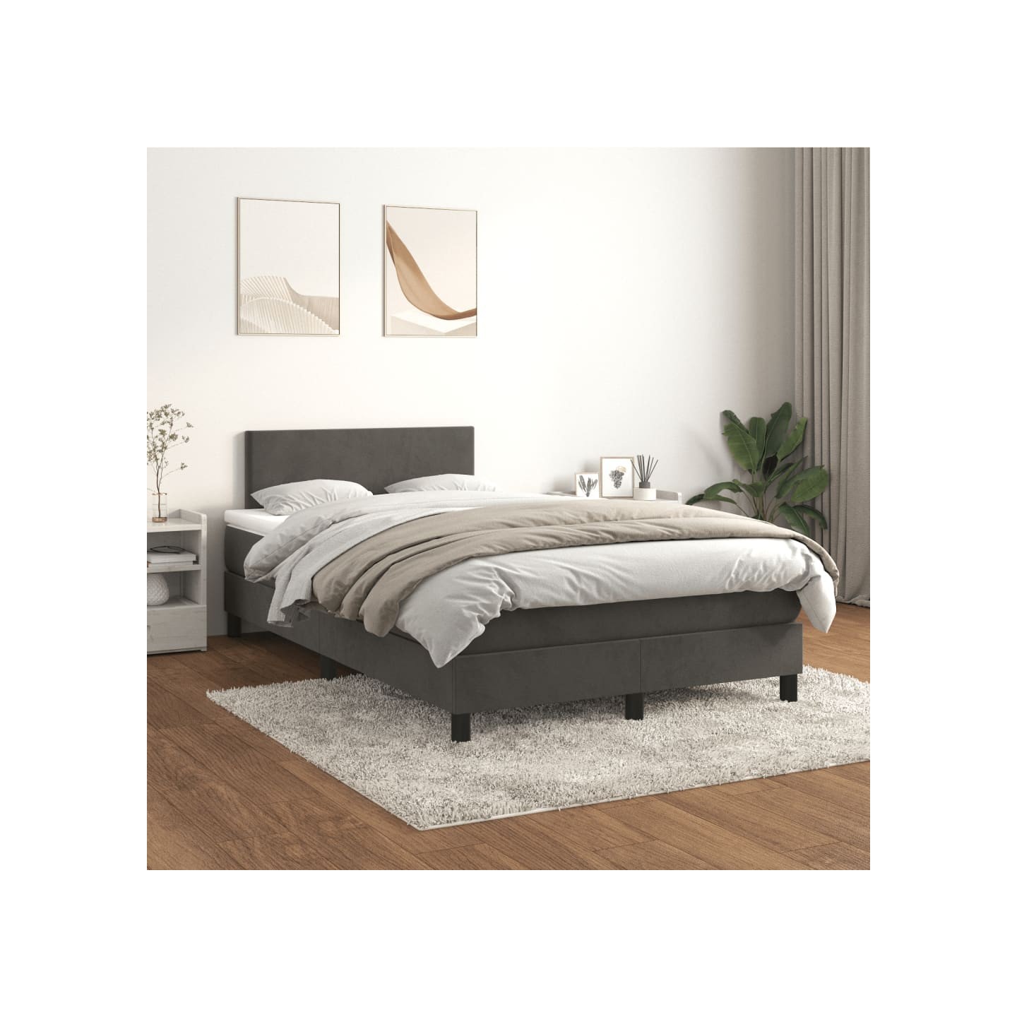 Sommier à lattes de lit et matelas Gris foncé 120x200cm Velours