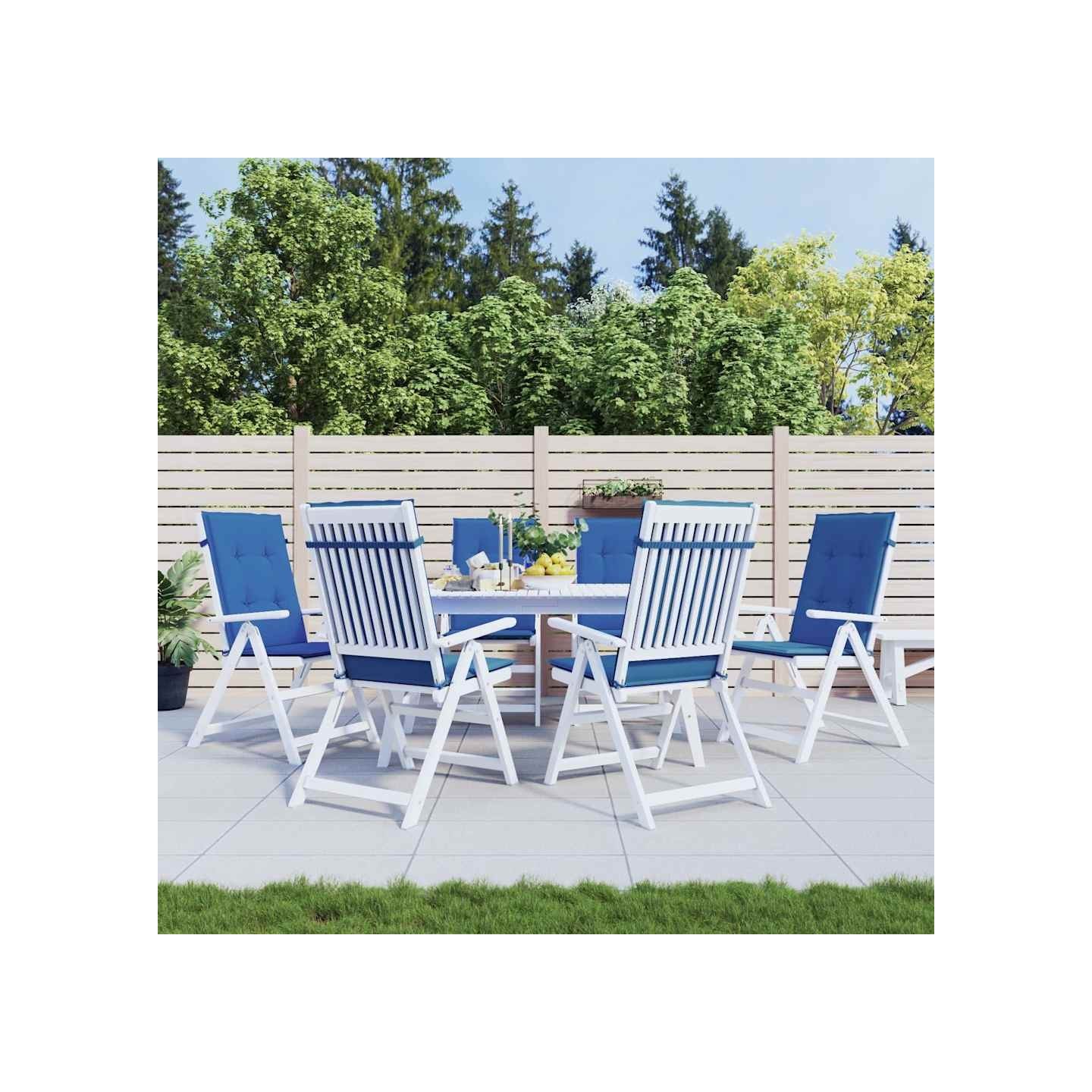 Coussins de chaise de jardin à dossier haut lot de 6 bleu royal