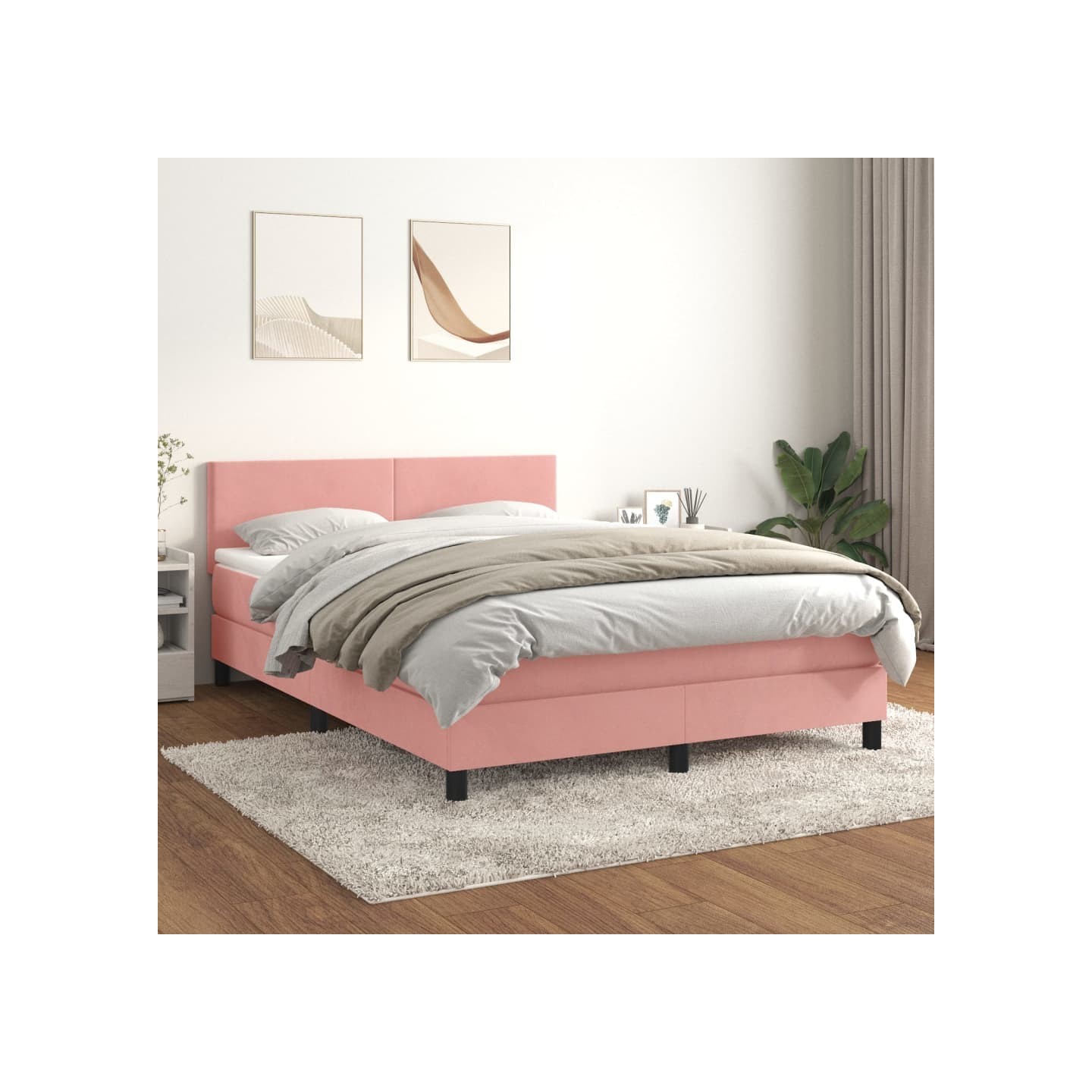 Sommier à lattes de lit avec matelas Rose 140x190 cm Velours