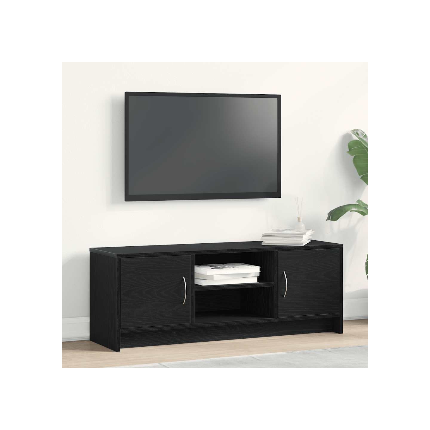 Meuble TV en chêne noir 102 x 30 x 37,5 cm bois d'ingénierie