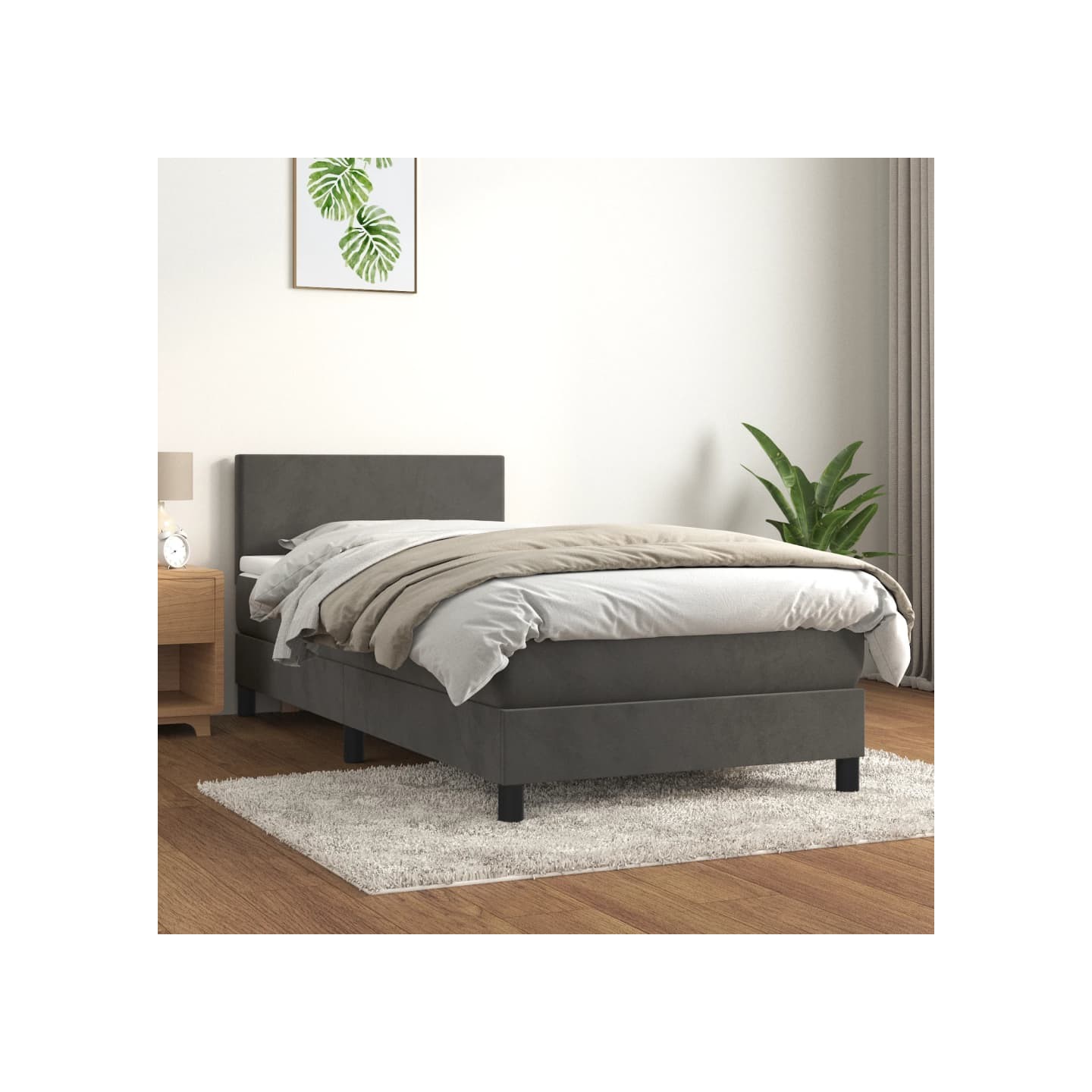 Sommier à lattes de lit avec matelas Gris foncé 100x200 cm