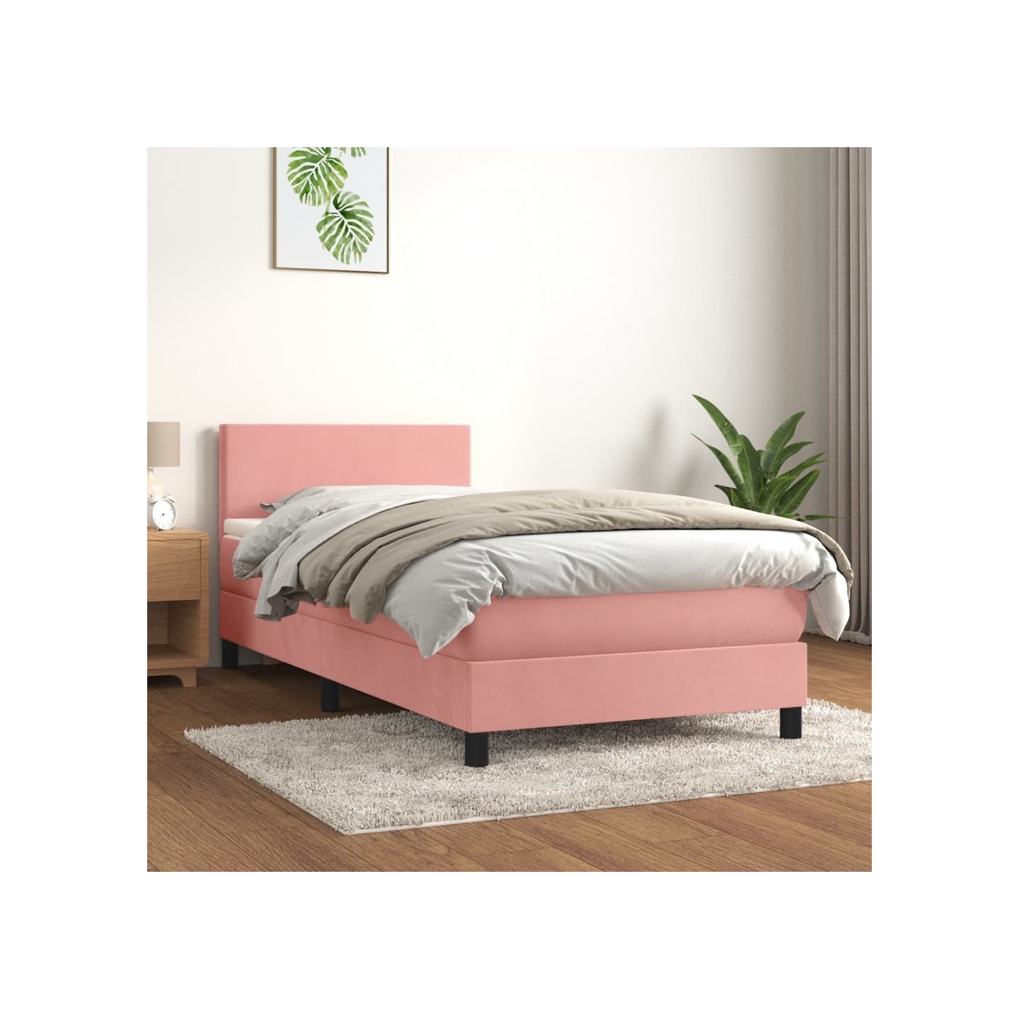 Sommier à lattes de lit avec matelas Rose 100x200 cm Velours