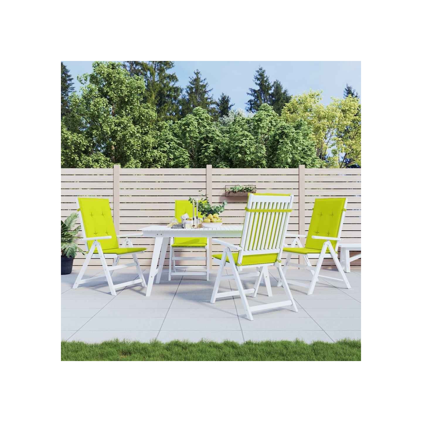 Coussins de chaise de jardin à dossier haut lot de 4 vert vif