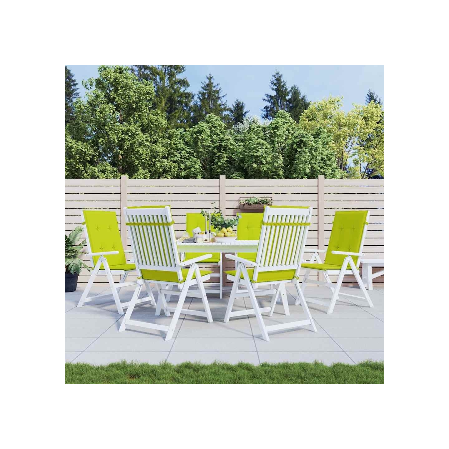 Coussins de chaise de jardin à dossier haut lot de 6 vert vif