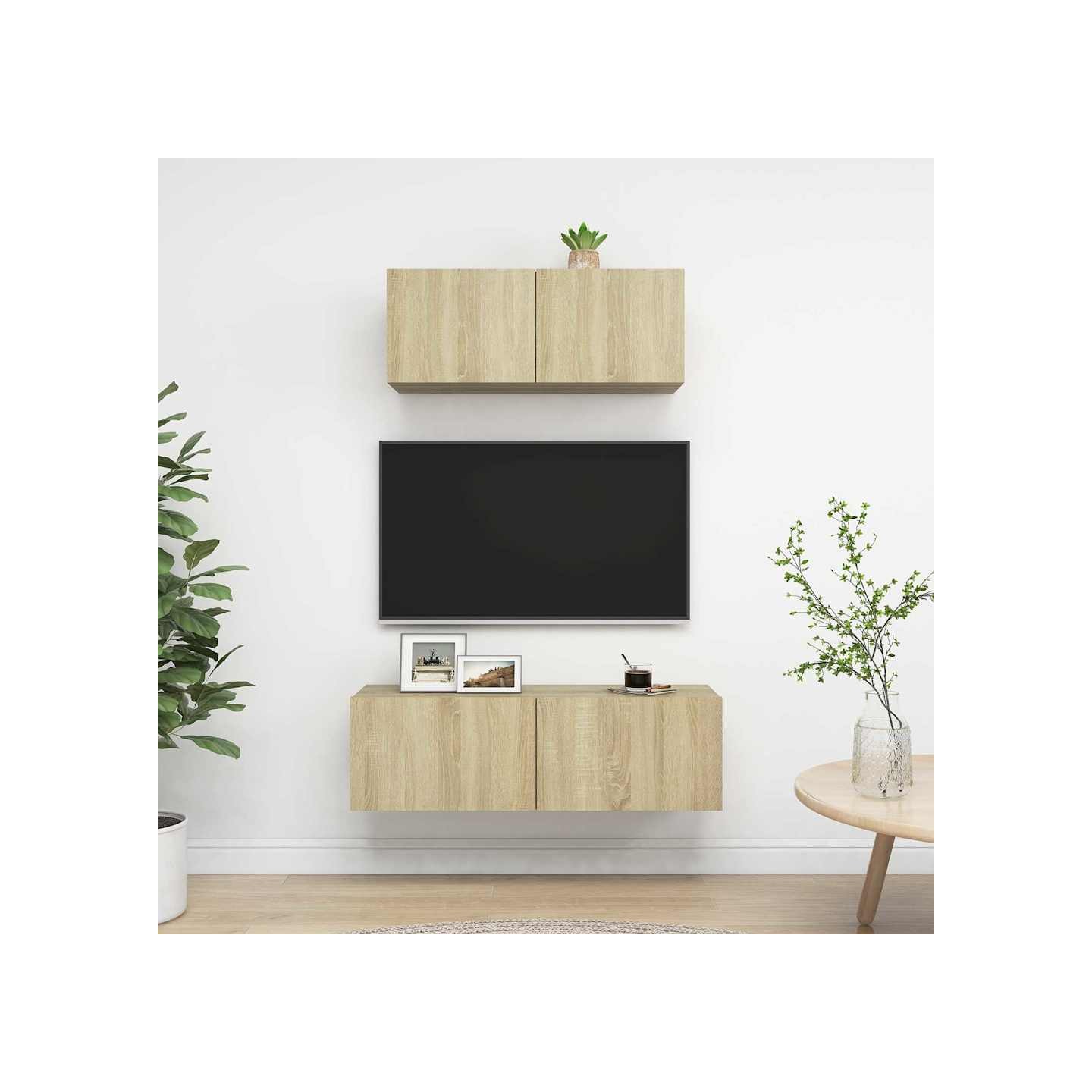 Ensemble de meuble TV 2 pcs Chêne sonoma Bois d'ingénierie
