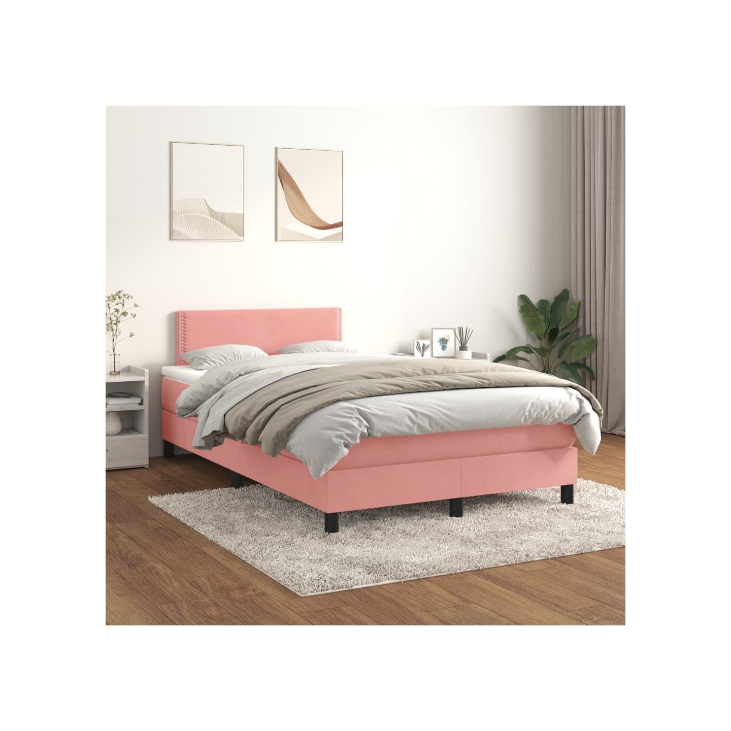 Sommier à lattes de lit avec matelas Rose 120x200 cm Velours