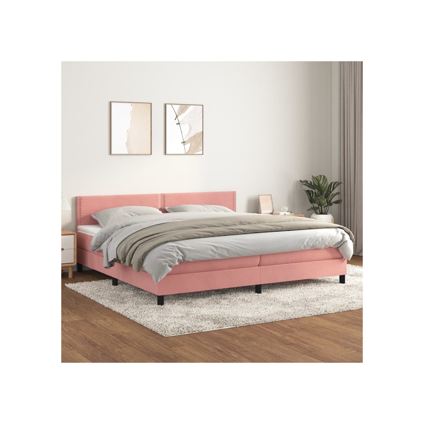 Sommier à lattes de lit avec matelas Rose 200x200 cm Velours