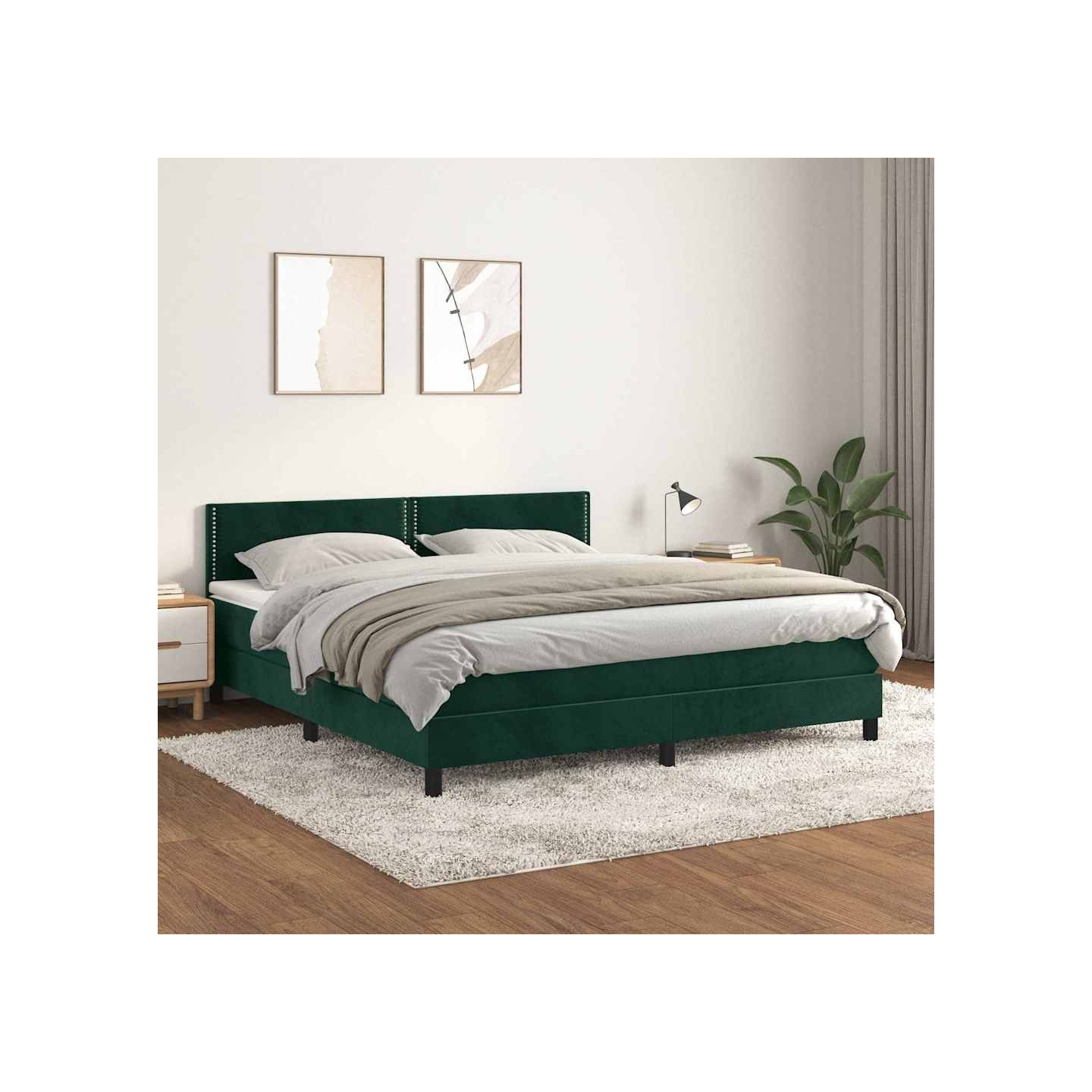 Sommier à lattes de lit et matelas Vert foncé 180x200cm Velours