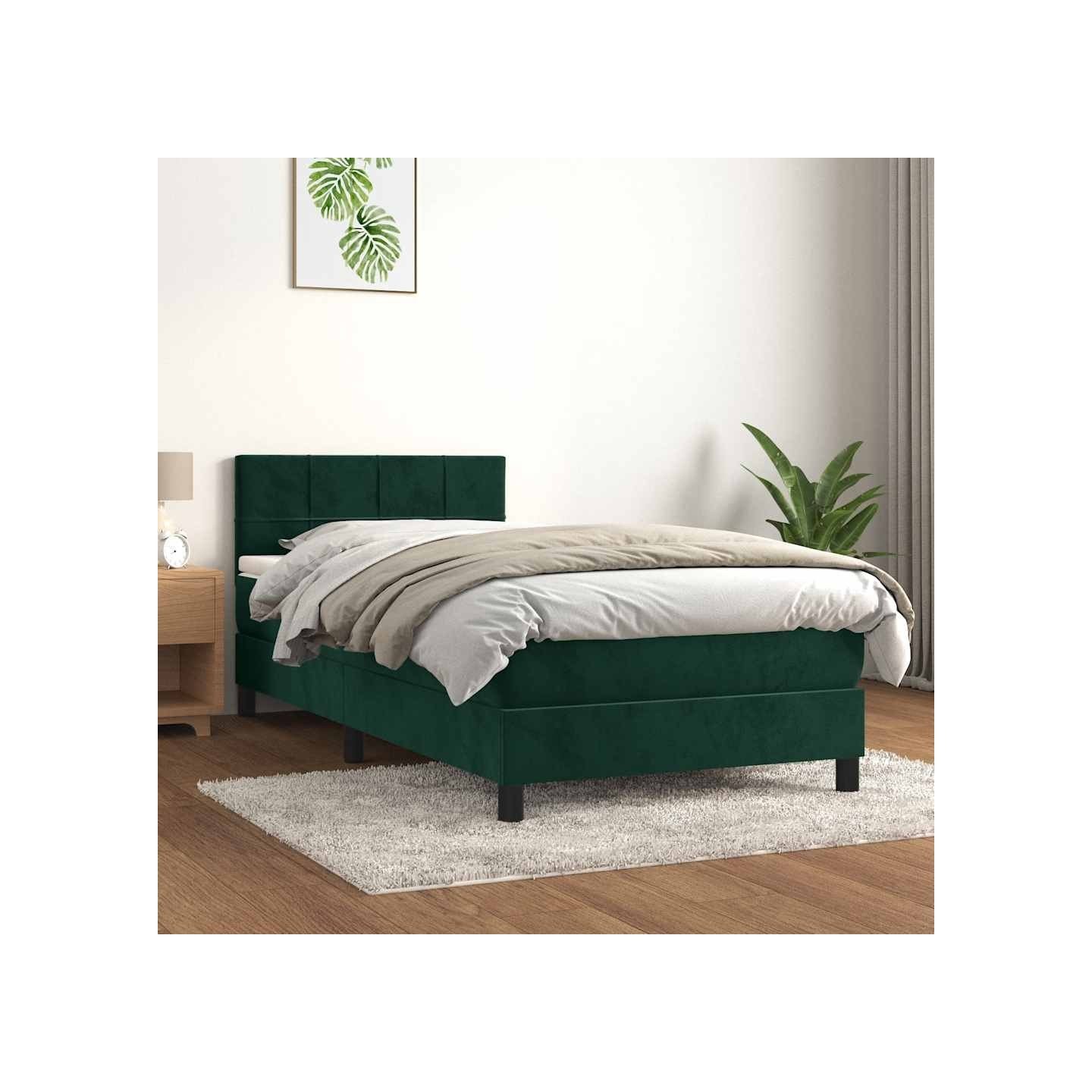 Sommier à lattes de lit et matelas Vert foncé 80x200 cm Velours