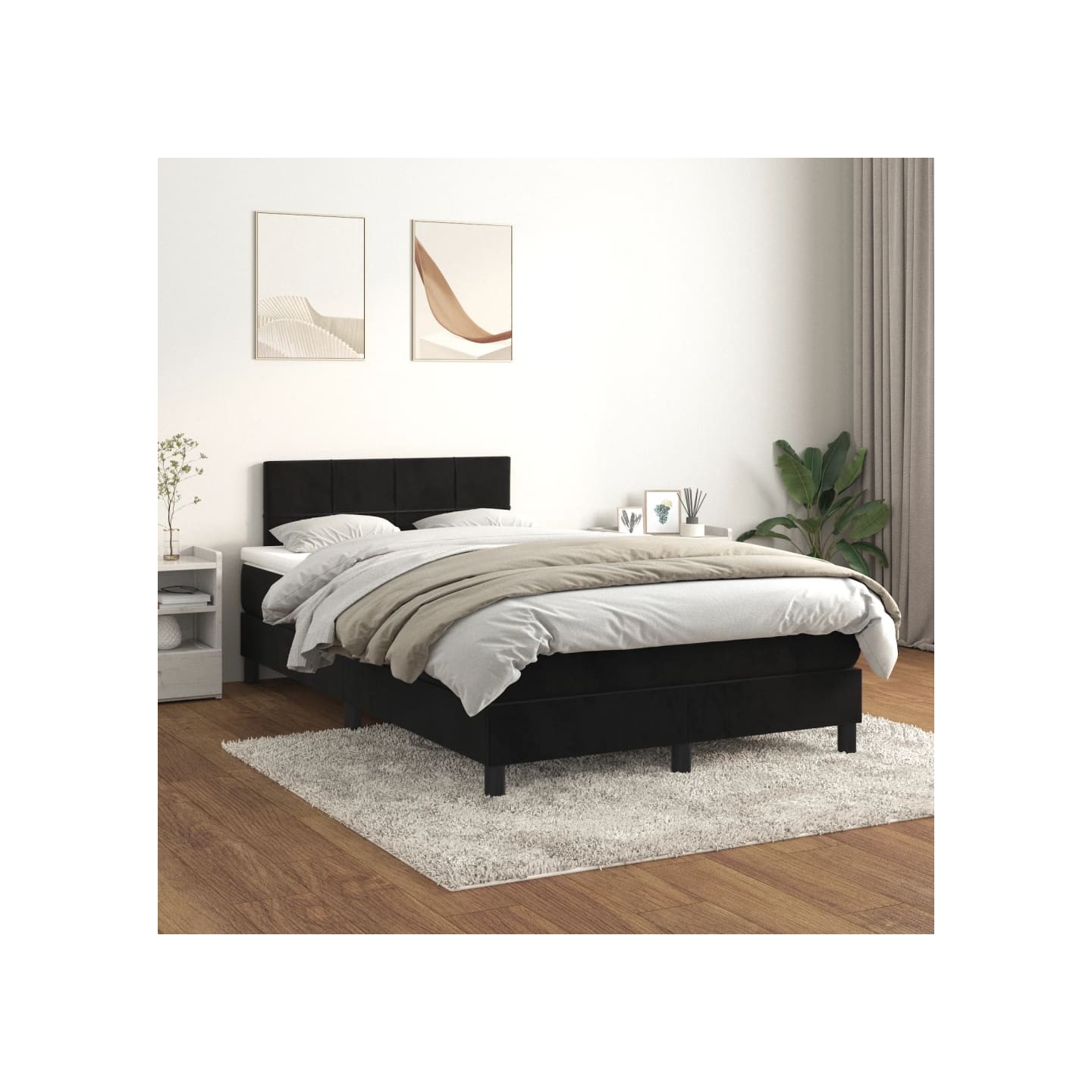 Sommier à lattes de lit avec matelas Noir 120x200 cm Velours