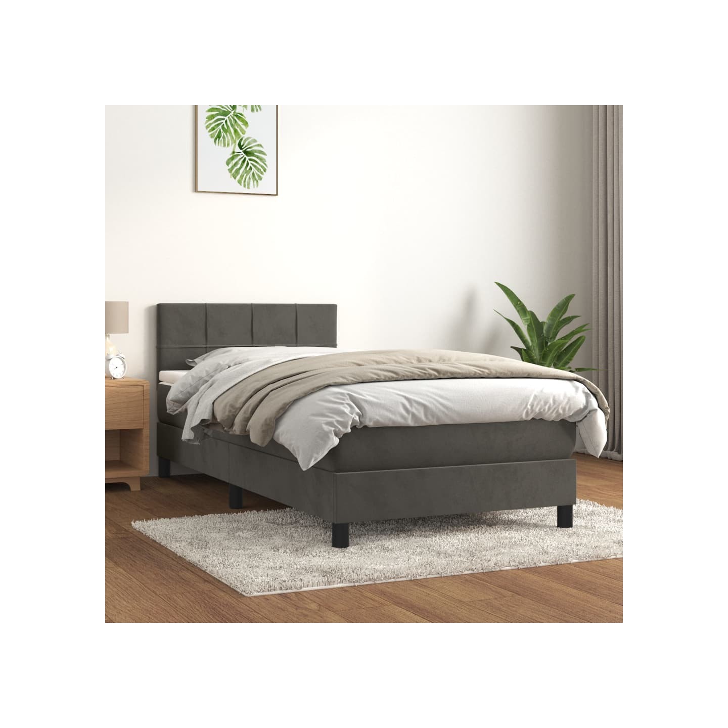 Sommier à lattes de lit avec matelas Gris foncé 100x200 cm