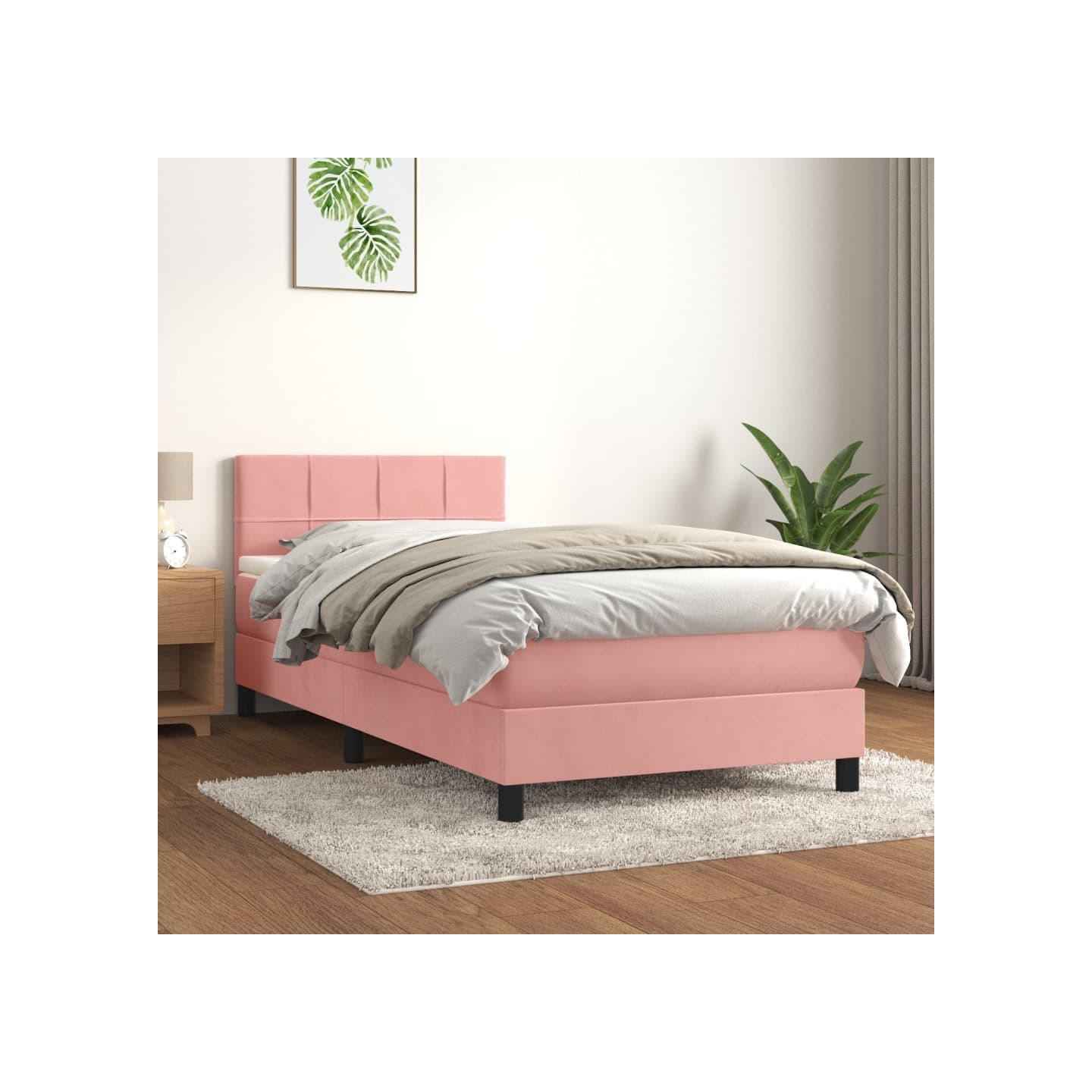 Sommier à lattes de lit et matelas Rose 80x200 cm Velours