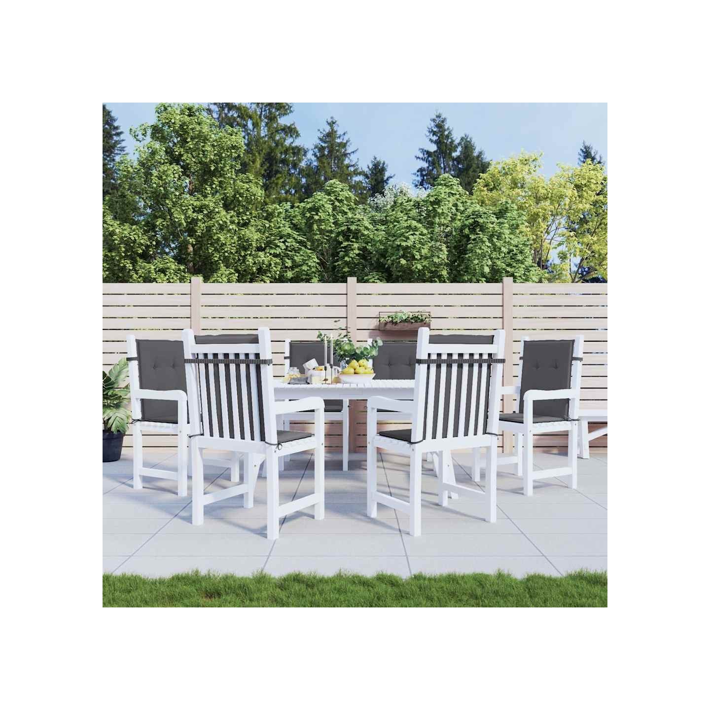 Coussins de chaise de jardin à dossier bas lot de 6 anthracite