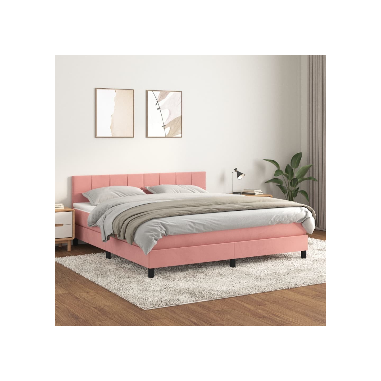 Sommier à lattes de lit avec matelas Rose 180x200 cm Velours