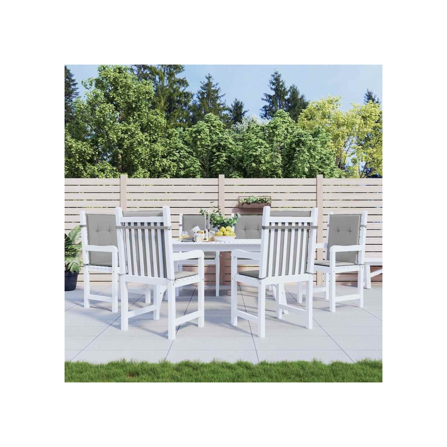 Coussins de chaise de jardin à dossier bas lot de 6 gris