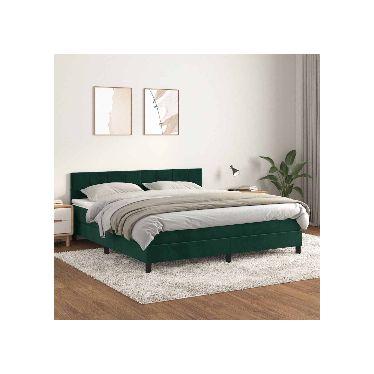 Sommier à lattes de lit et matelas Vert foncé 180x200cm Velours