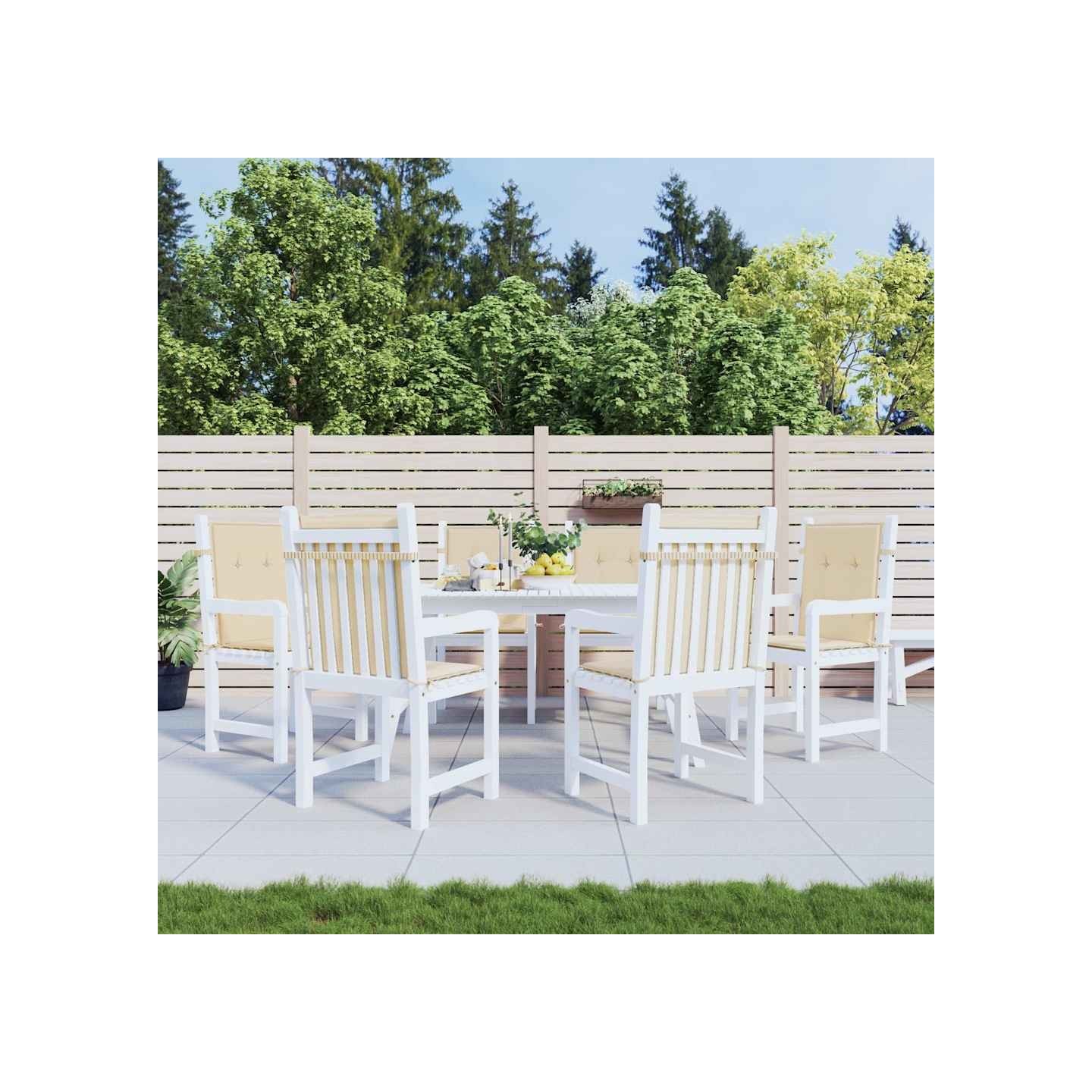 Coussins de chaise de jardin à dossier bas lot de 6 beige