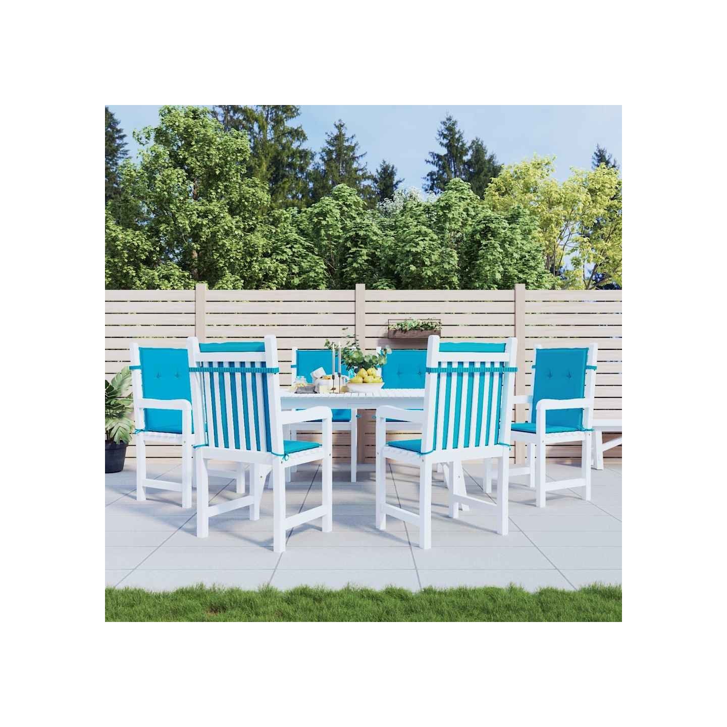 Coussins de chaise de jardin à dossier bas lot de 6 bleu