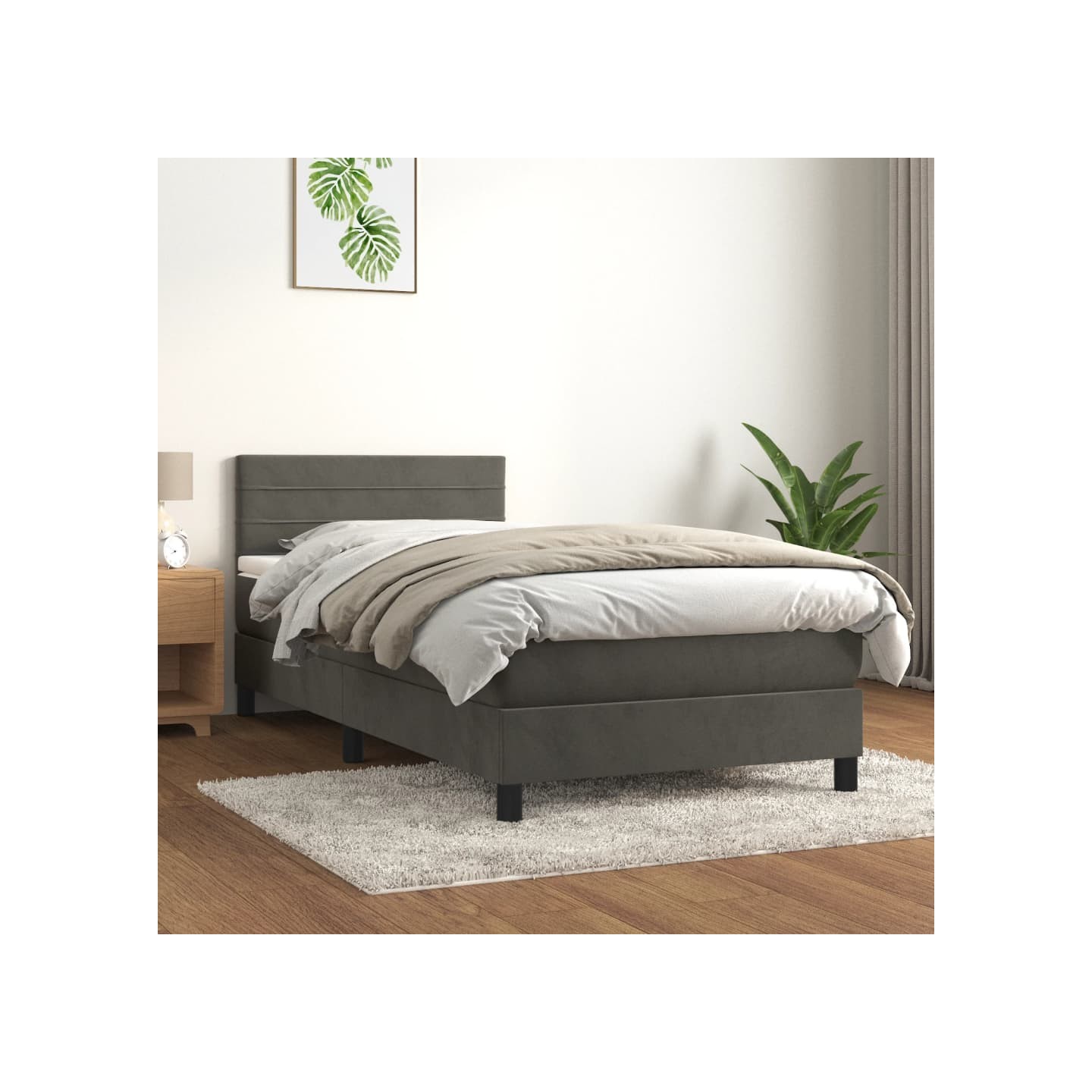 Sommier à lattes de lit avec matelas Gris foncé 100x200 cm