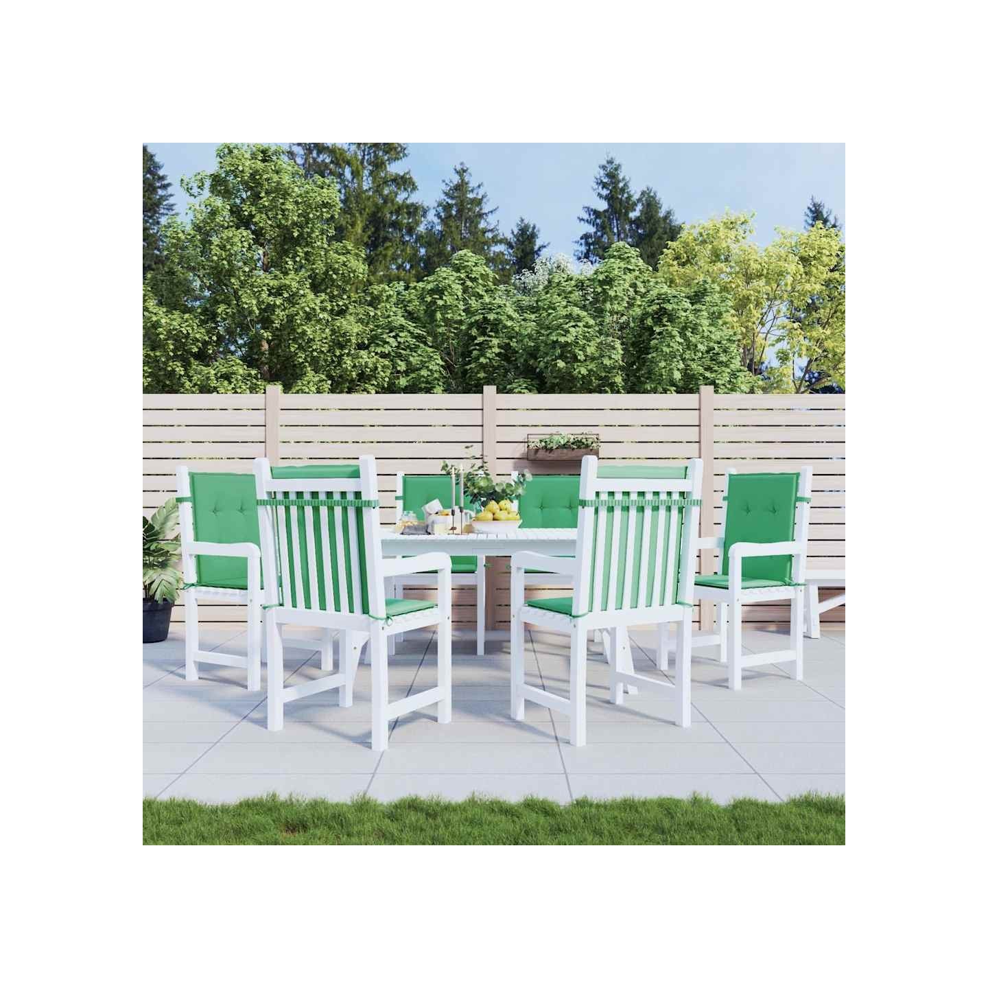 Coussins de chaise de jardin à dossier bas lot de 6 vert