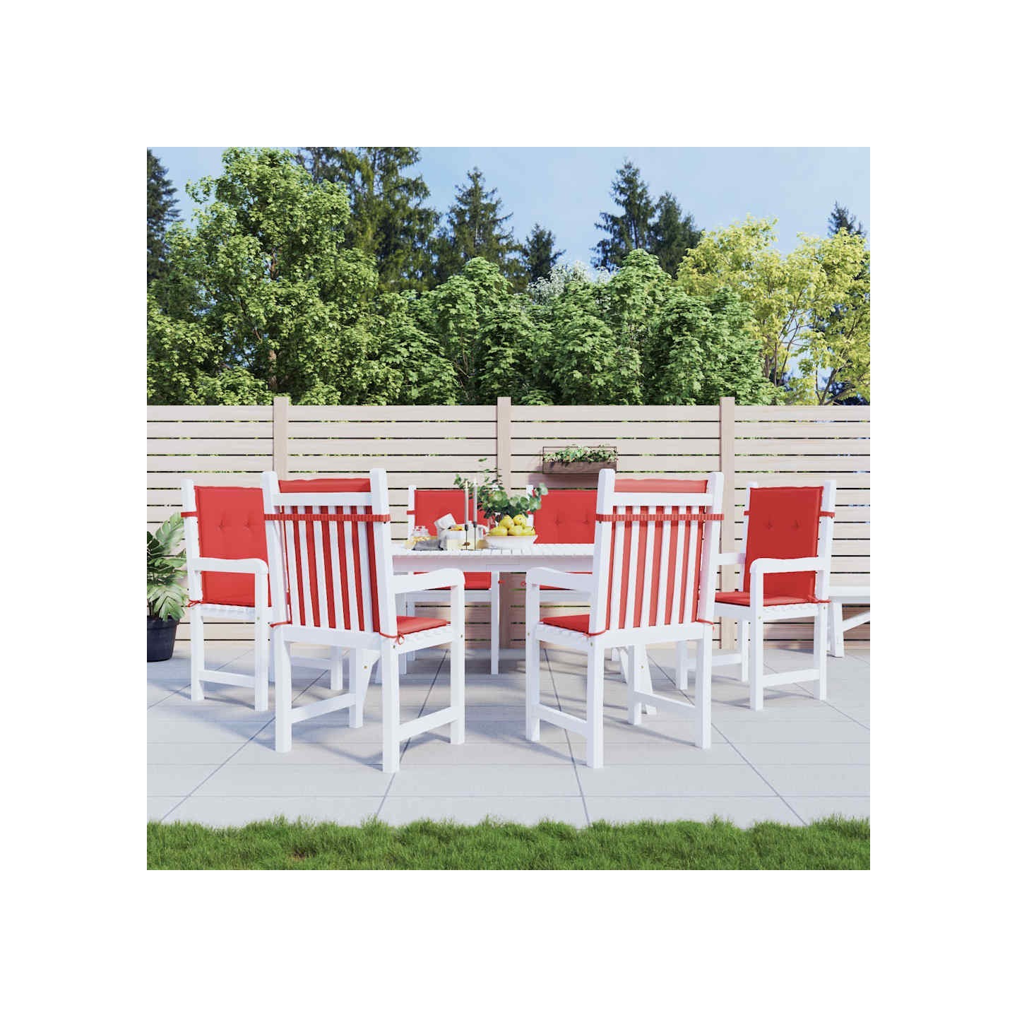Coussins de chaise de jardin à dossier bas lot de 6 rouge