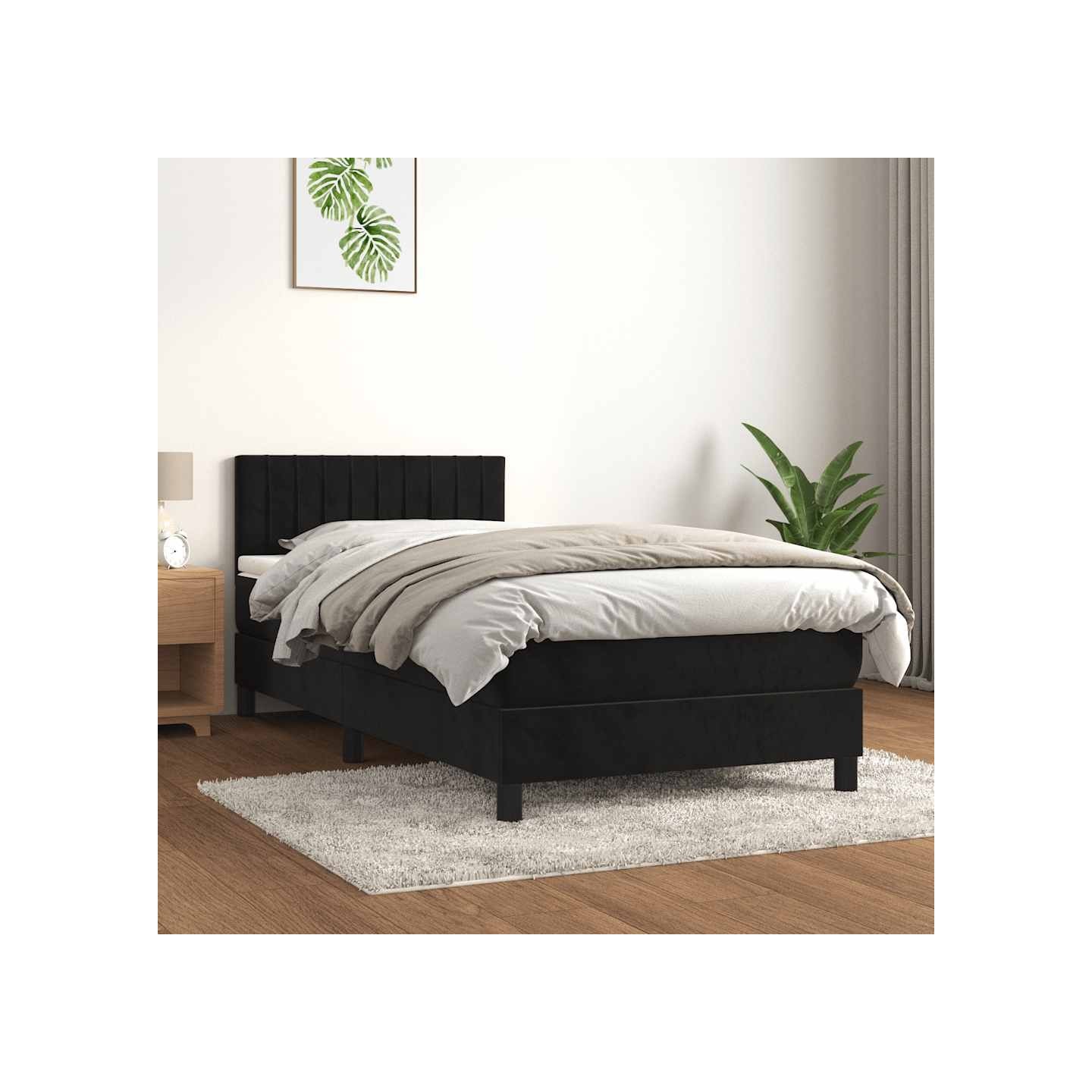 Sommier à lattes de lit et matelas Noir 80x200 cm Velours