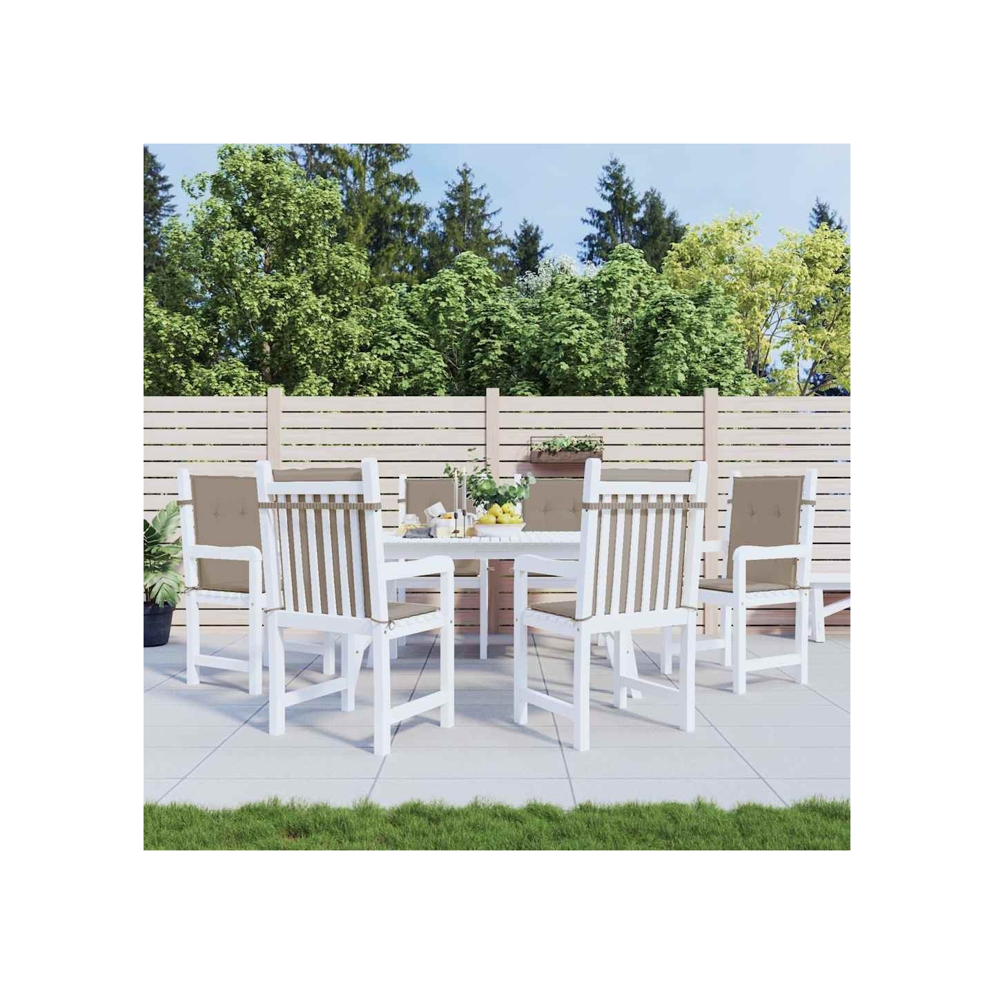 Coussins de chaise de jardin à dossier bas lot de 6 taupe