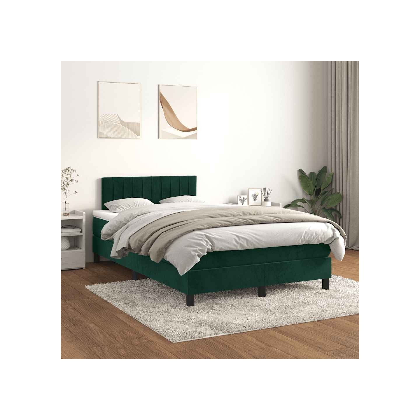 Sommier à lattes de lit et matelas Vert foncé 120x200cm Velours