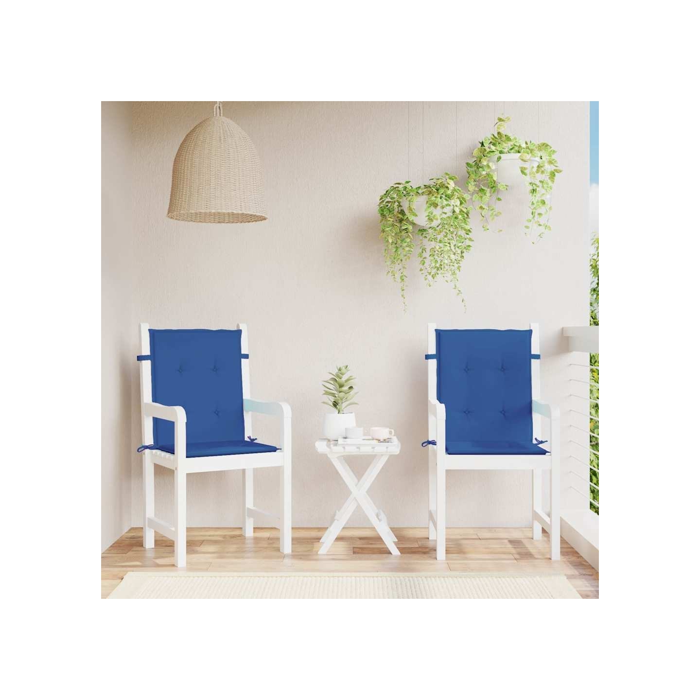 Coussins de chaise de jardin à dossier bas lot de 2 bleu royal