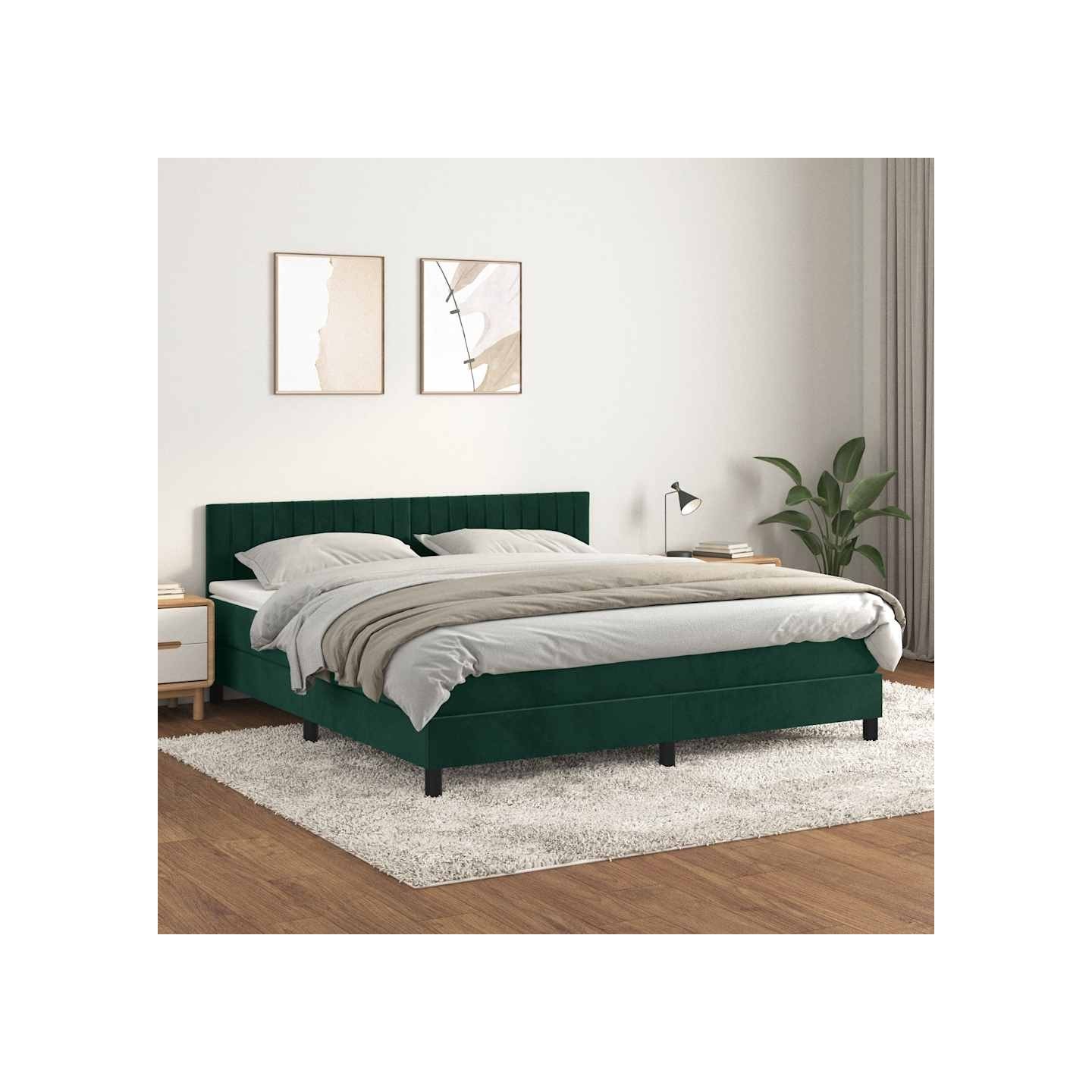 Sommier à lattes de lit et matelas Vert foncé 180x200cm Velours