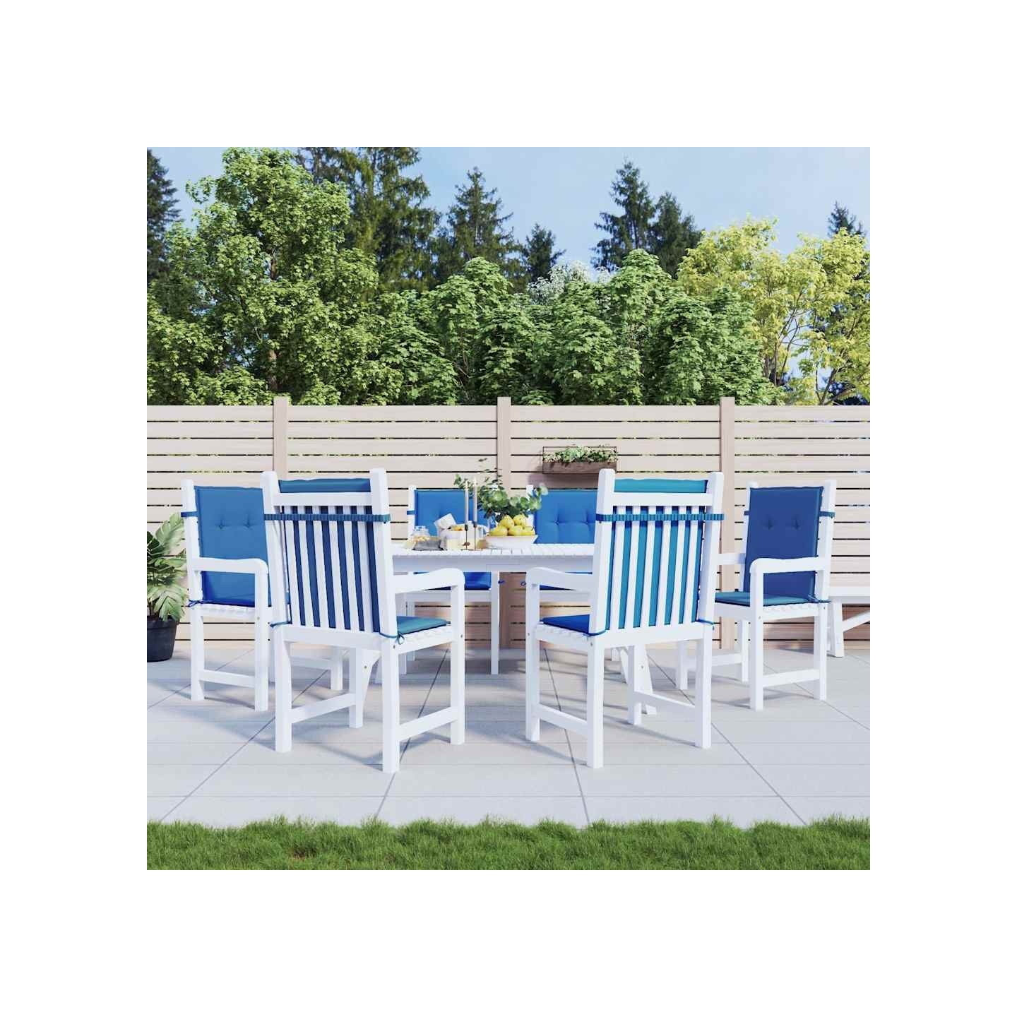Coussins de chaise de jardin à dossier bas lot de 6 bleu royal