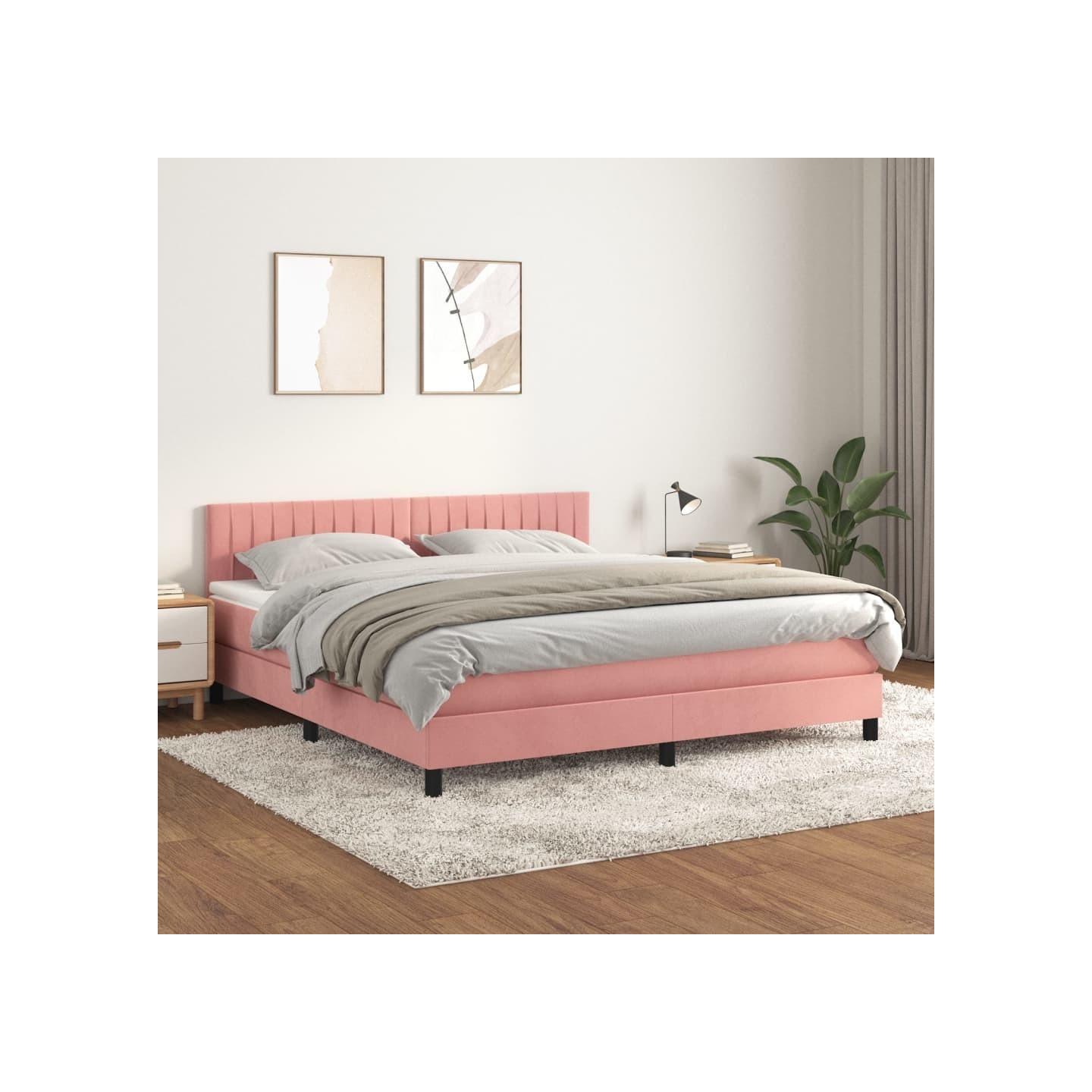 Sommier à lattes de lit avec matelas Rose 180x200 cm Velours