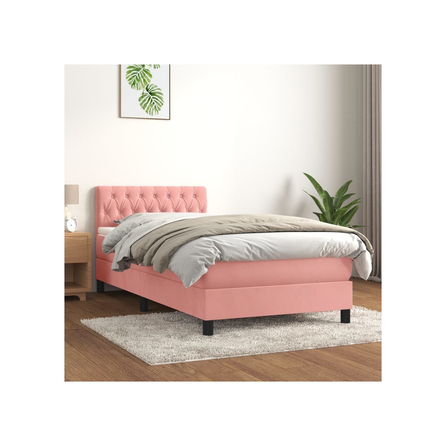 Sommier à lattes de lit avec matelas Rose 90x190 cm Velours